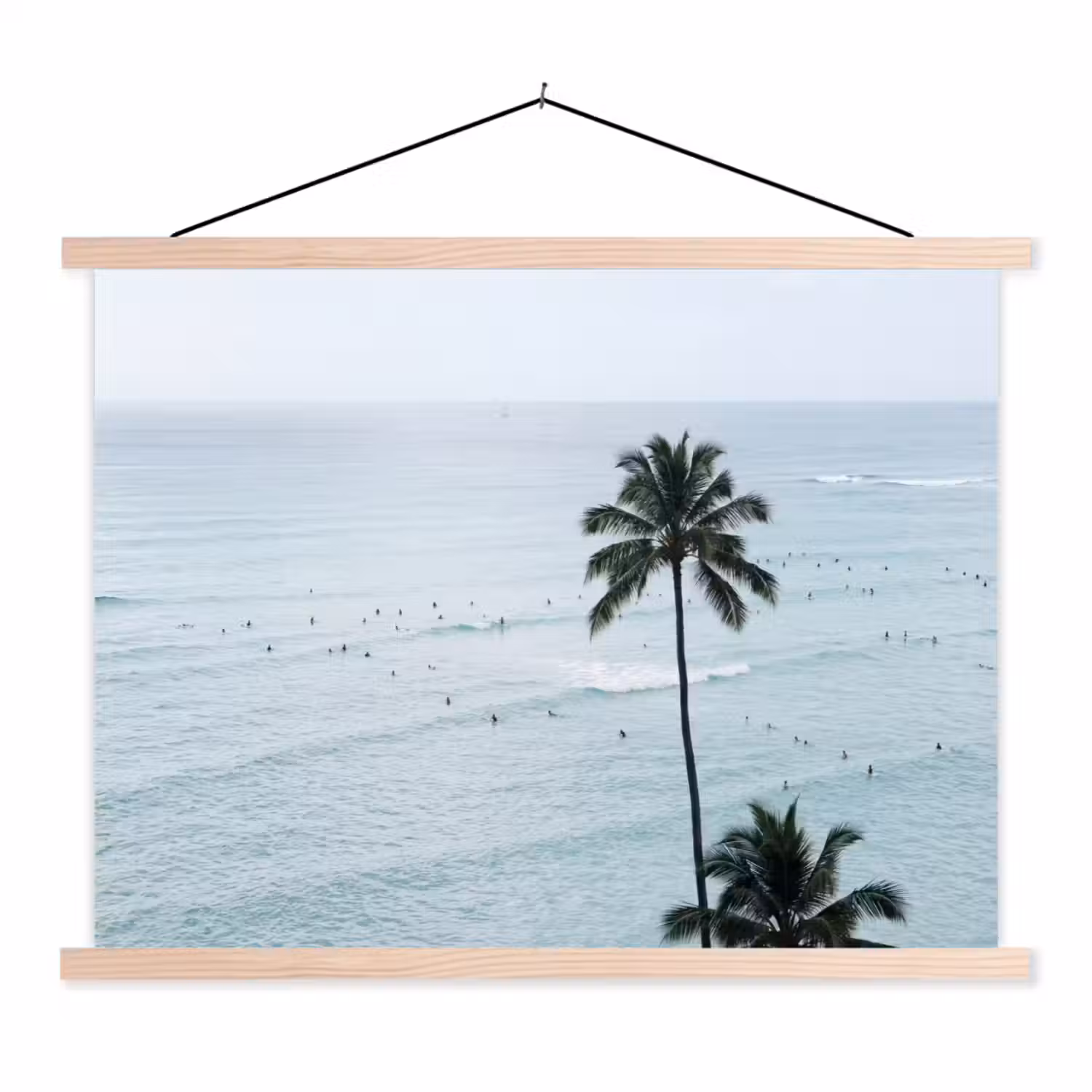 Oceaan - Palmbomen - Surfers textielposter latten blank klein -3d