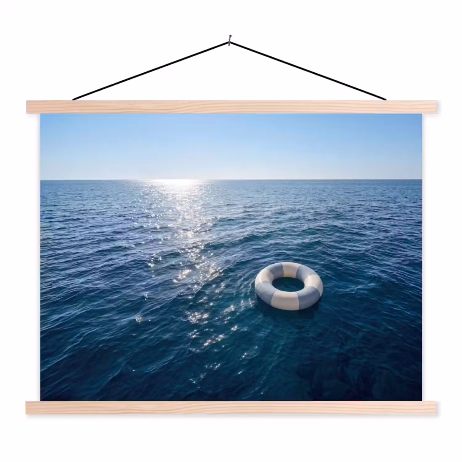 Oceaan - Zwemband - Horizon textielposter latten blank klein -3d