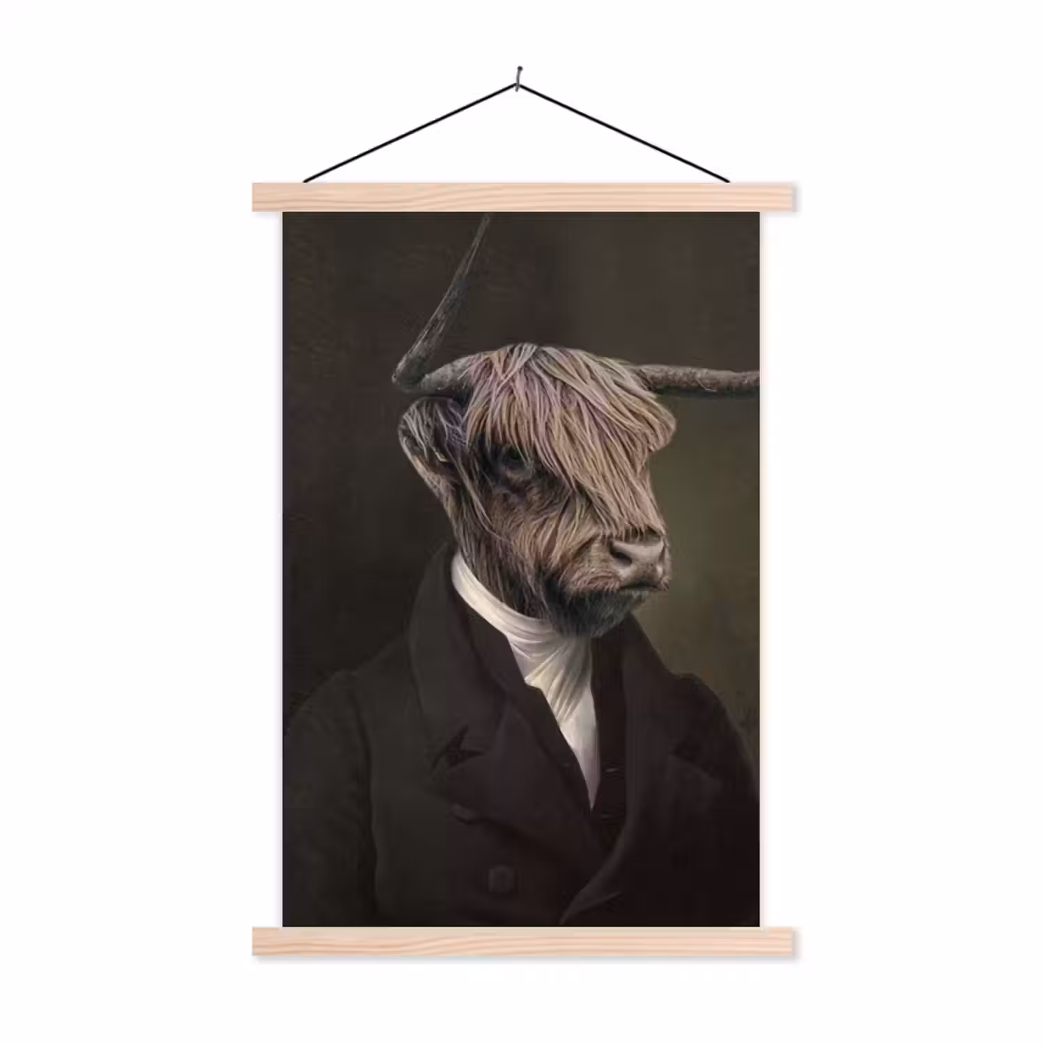 Oude Meesters - Schotse Hooglander - Dieren textielposter latten blank klein -3d