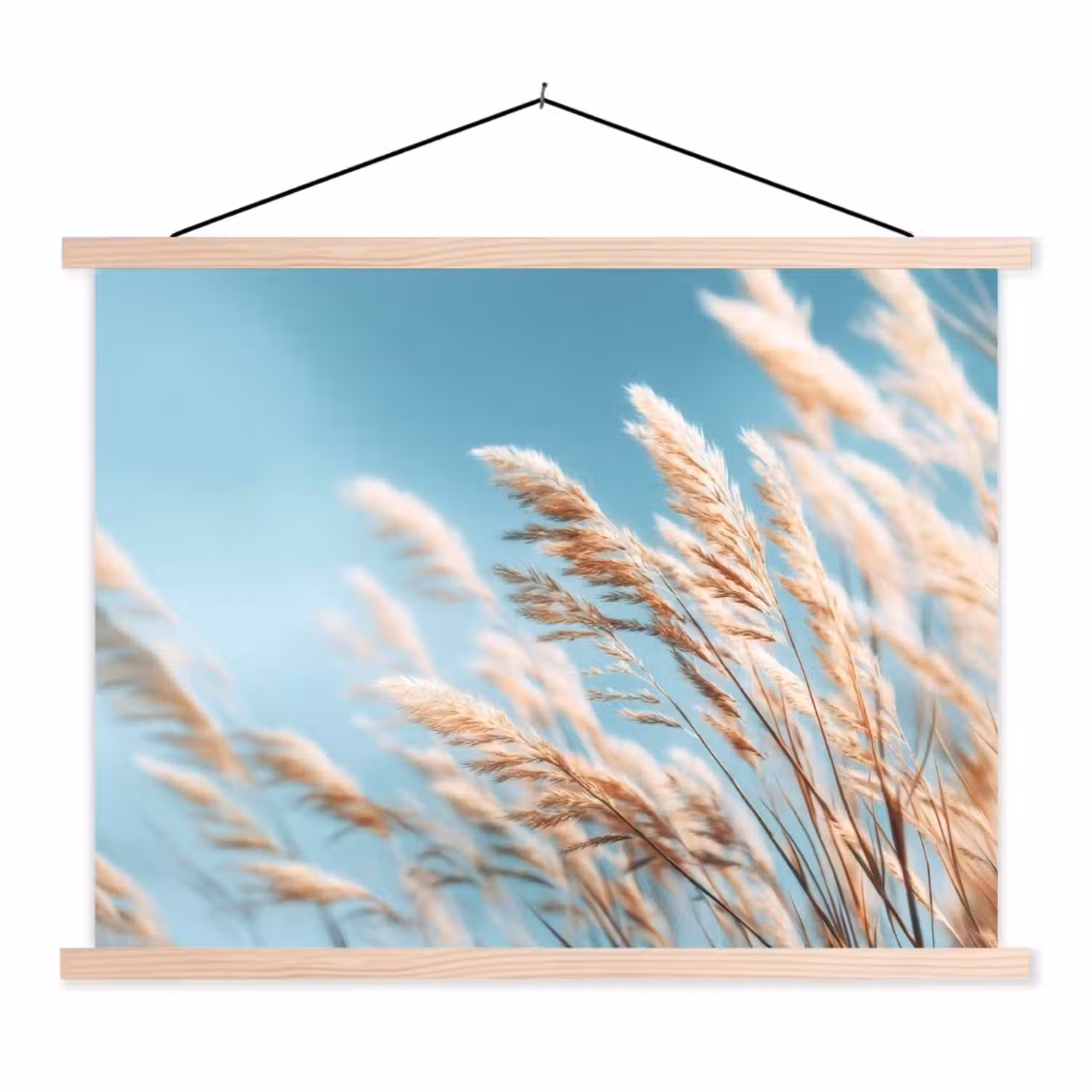 Siergras - Wind - Lichtbruin textielposter latten blank klein -3d