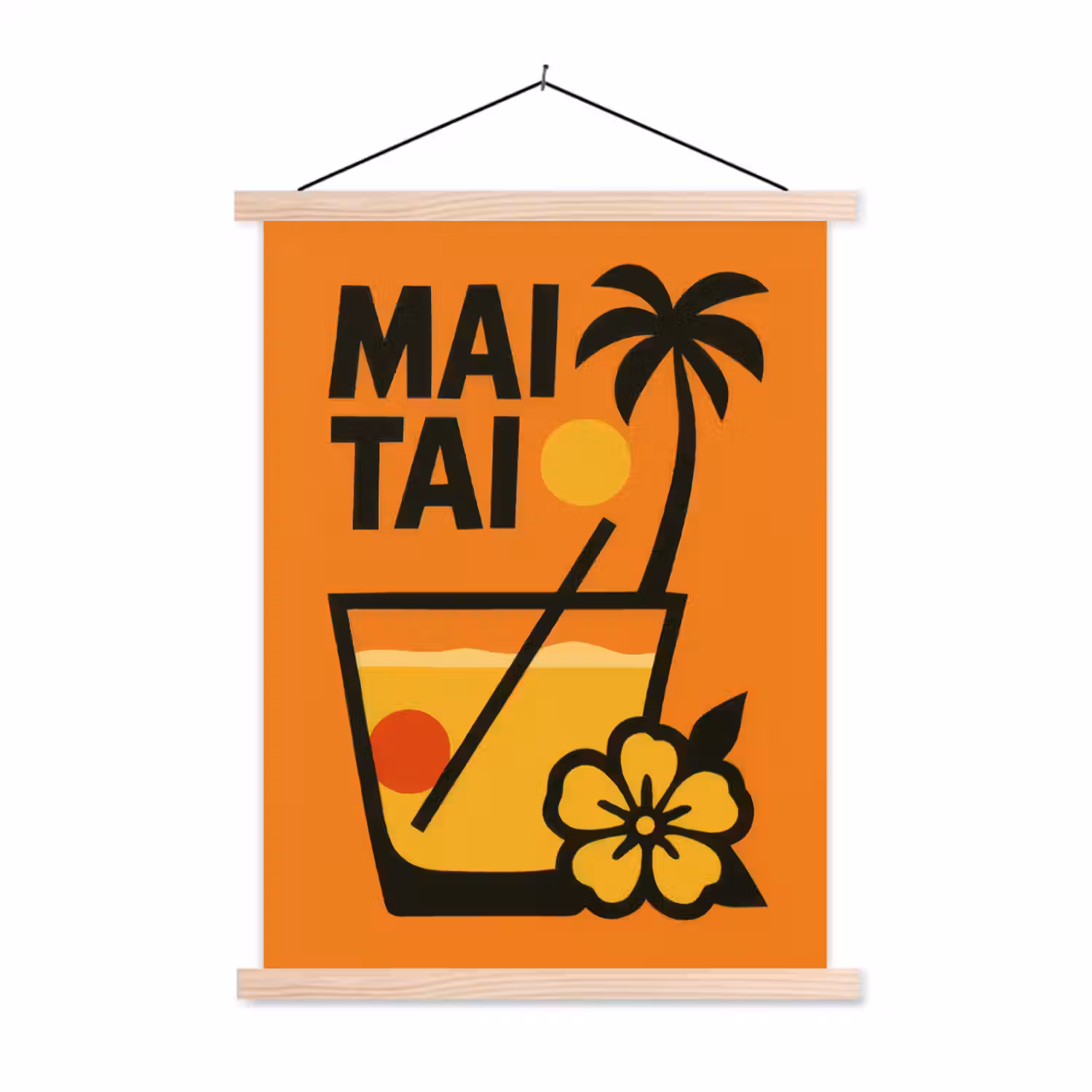 Palmboom - Bloem - Art - Drink textielposter latten blank klein -3d