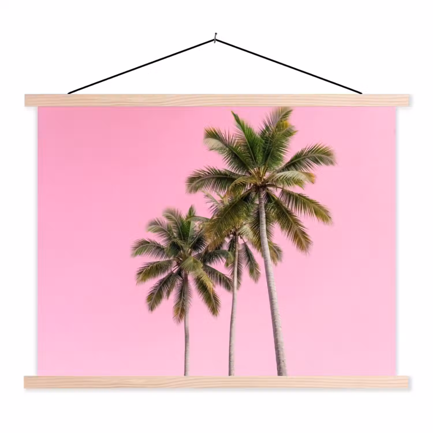 Palmboom - Tropisch - Pink textielposter latten blank klein -3d