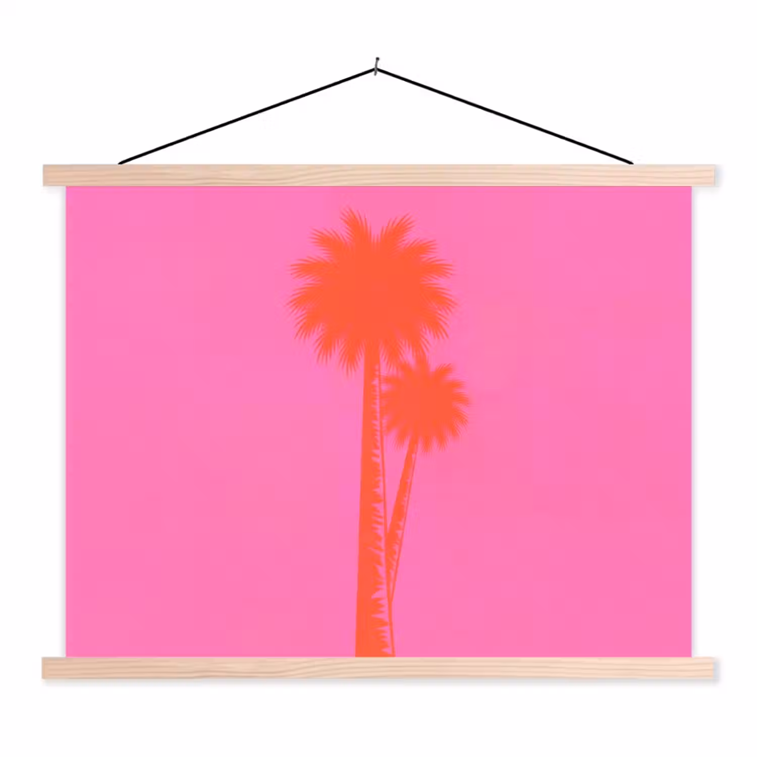 Palmbomen - Modern - Roze textielposter latten blank klein -3d