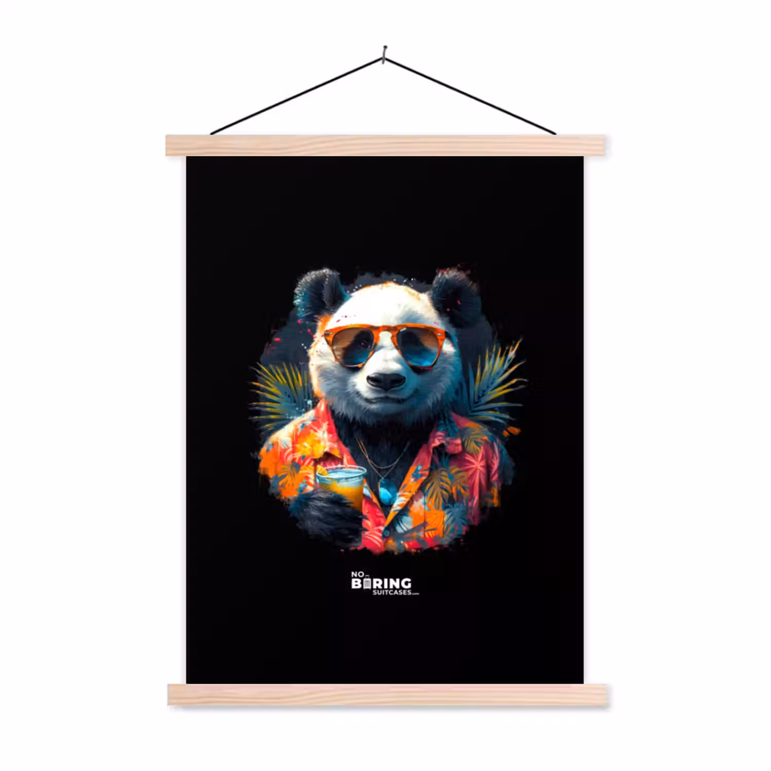 Panda als tropische straatkunst textielposter latten blank klein -3d