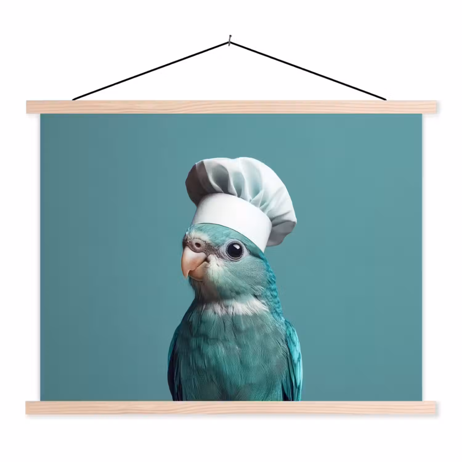 Parkiet - Vogel - Koksmuts - Cute textielposter latten blank klein -3d
