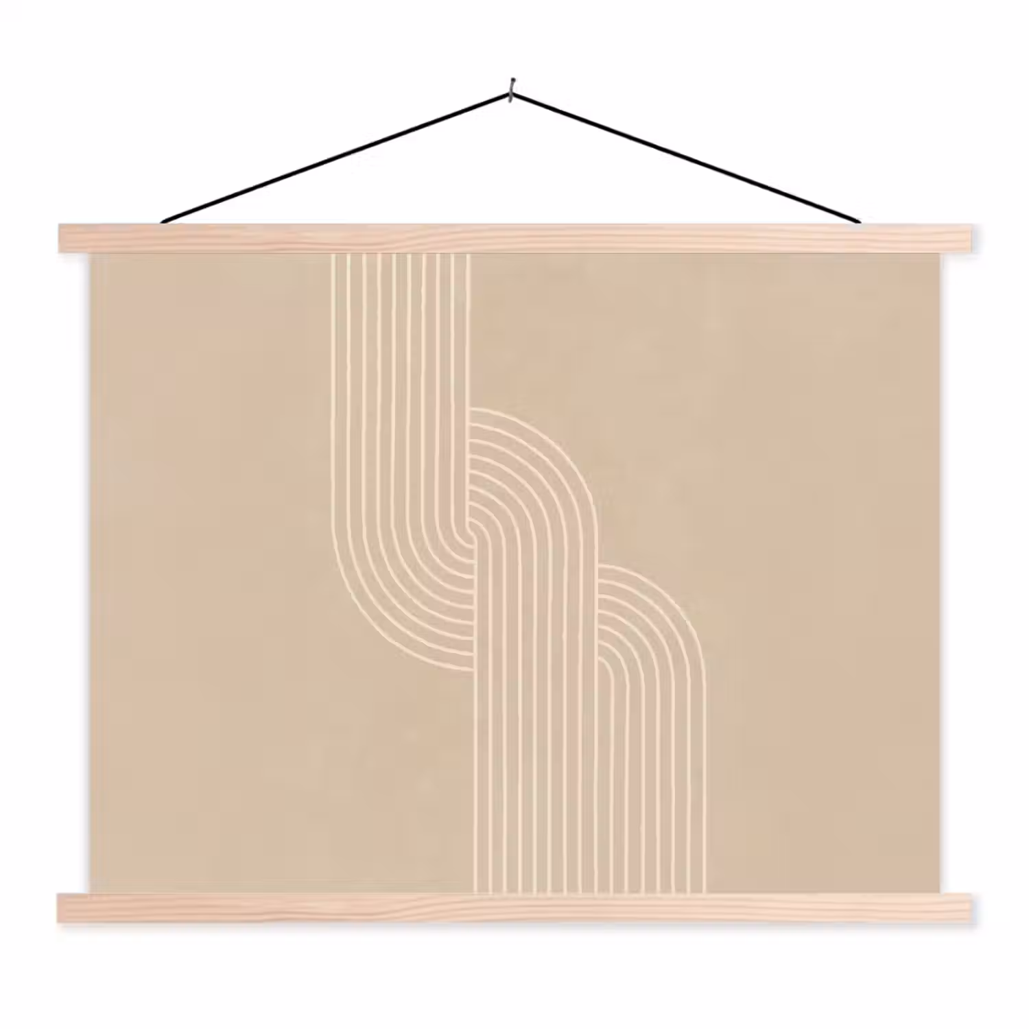 Parallelle lijnen - Lichte textuur - Beige textielposter latten blank klein -3d