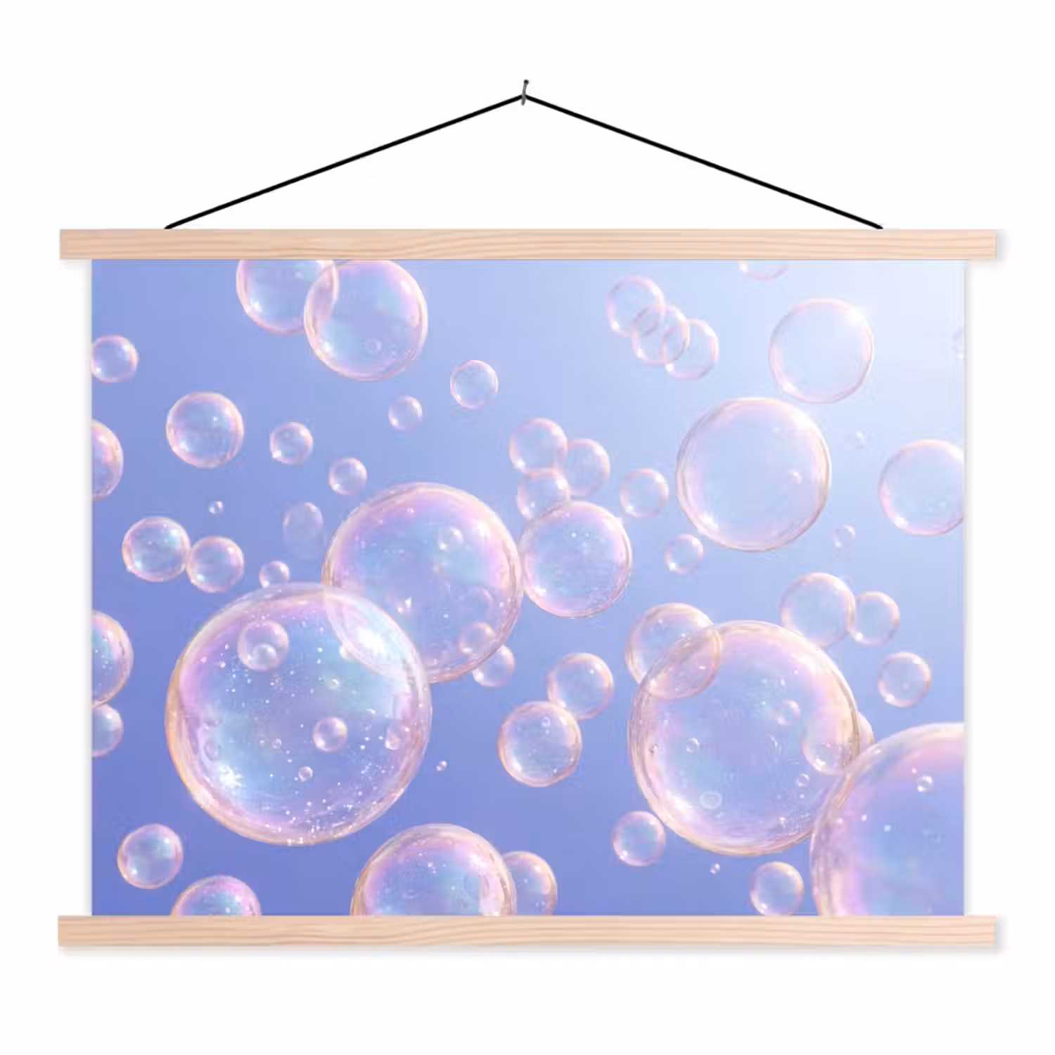 Pastel - Bubbels - Dromerig textielposter latten blank klein -3d