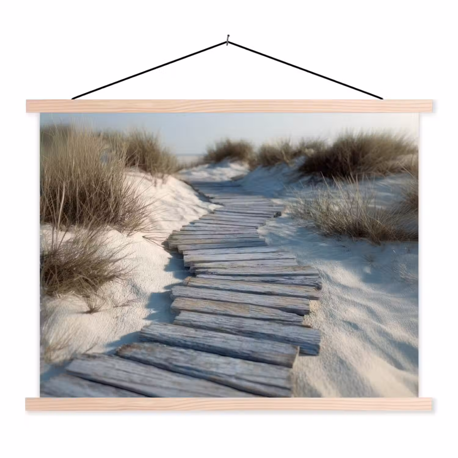 Pad - Planken - Duinen - Gras textielposter latten blank klein -3d