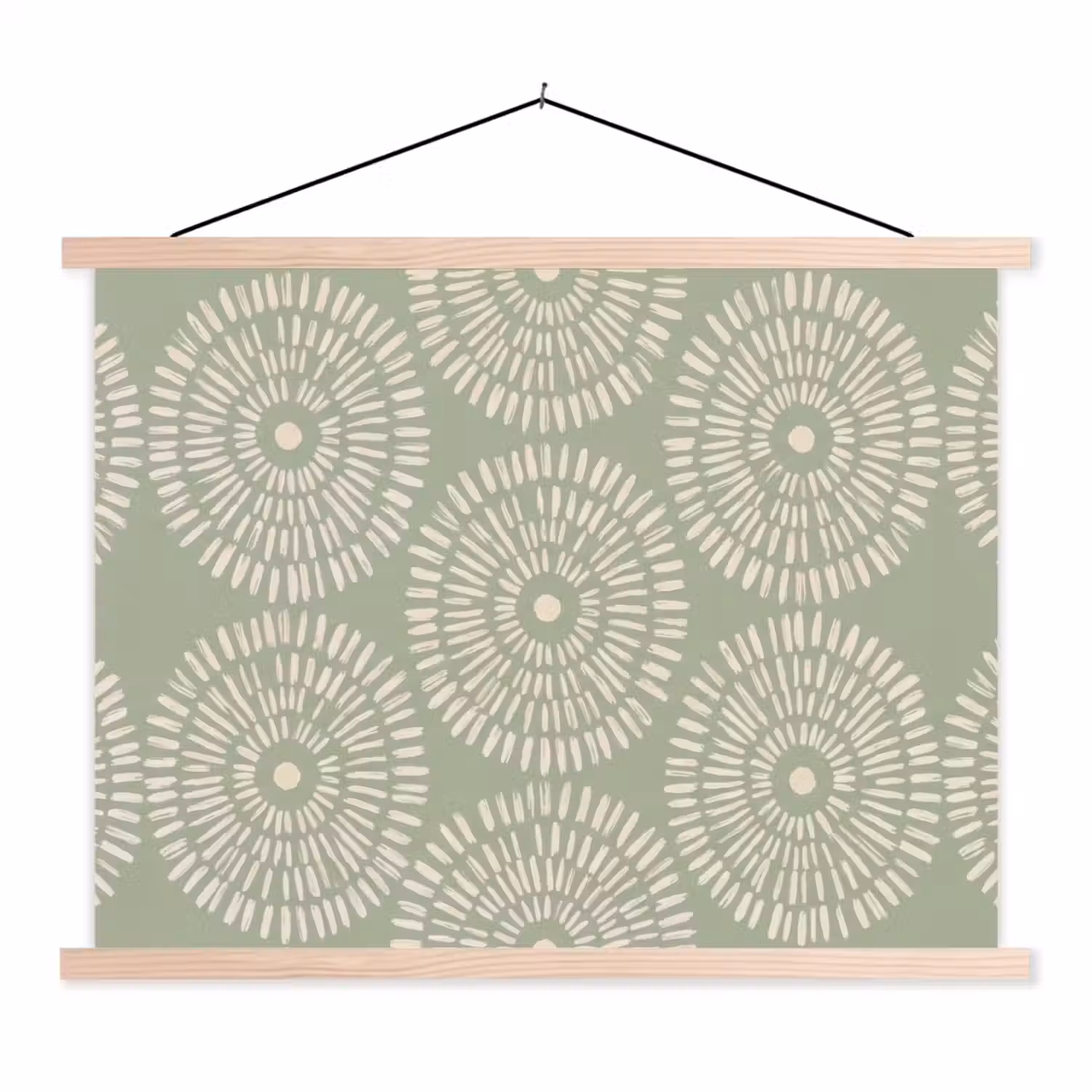 Patroon - Cirkels - Abstract - Modern - Groen textielposter latten blank klein -3d