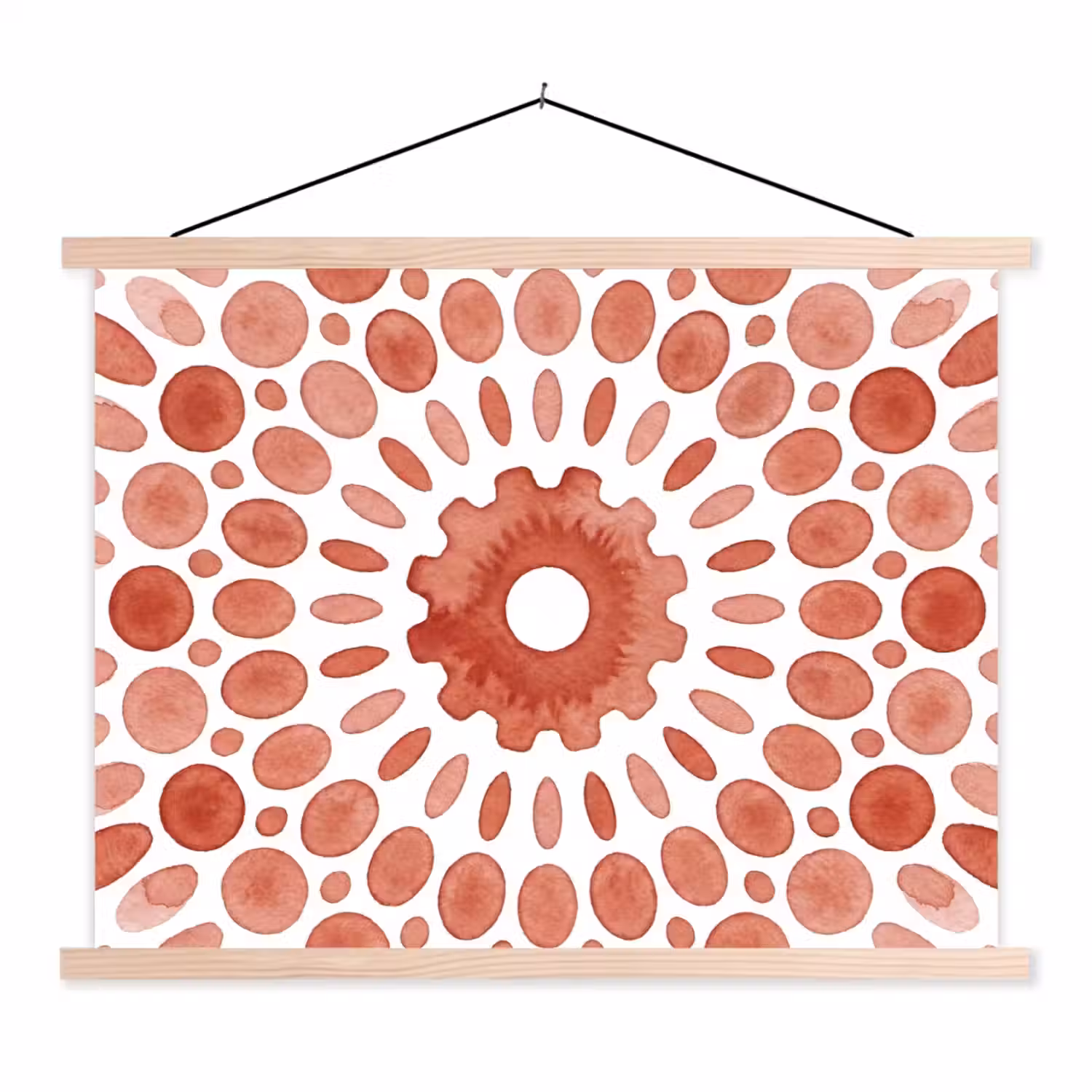 Patroon - Cirkels - Abstract - Modern - Rood textielposter latten blank klein -3d