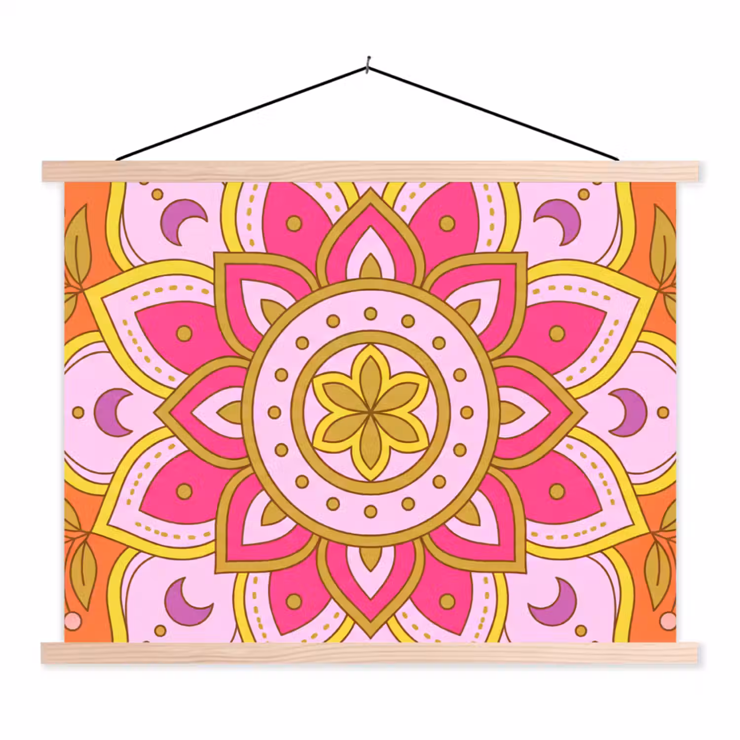 Patroon - Bloemmotief - Decoratie - Abstract - Roze textielposter latten blank klein -3d