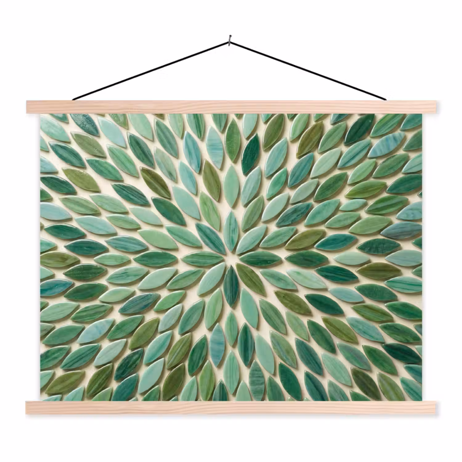 Patroon - Blad - Groen - Abstract textielposter latten blank klein -3d