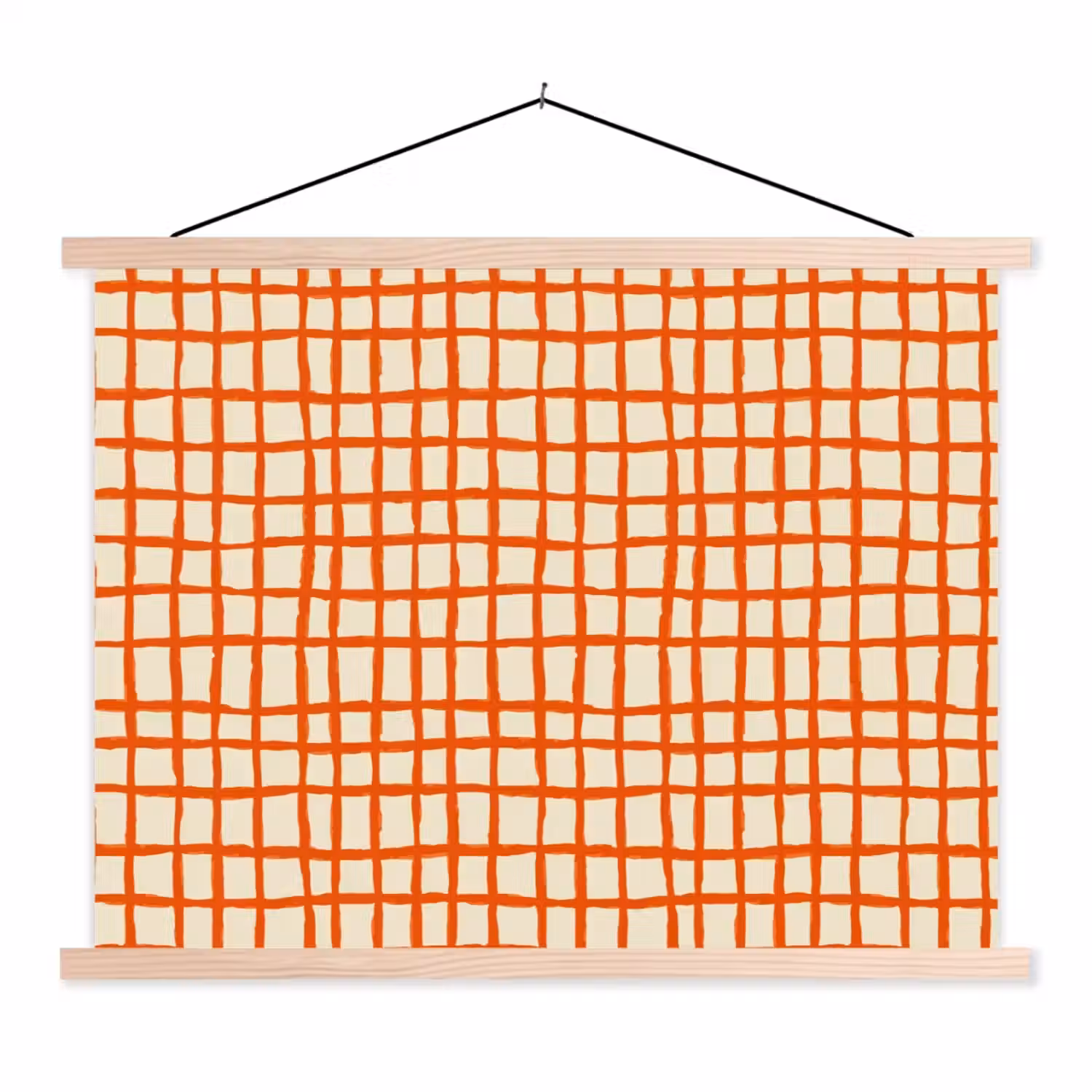 Patroon - Lijnen - Oranje textielposter latten blank klein 122 -3d