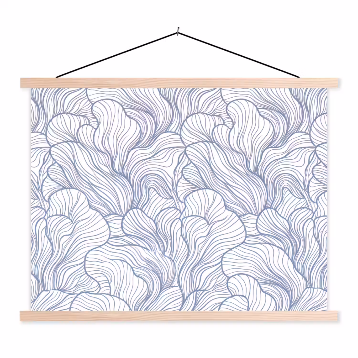 Patroon - Lijnen - Organisch - Abstract - Blauw textielposter latten blank klein -3d