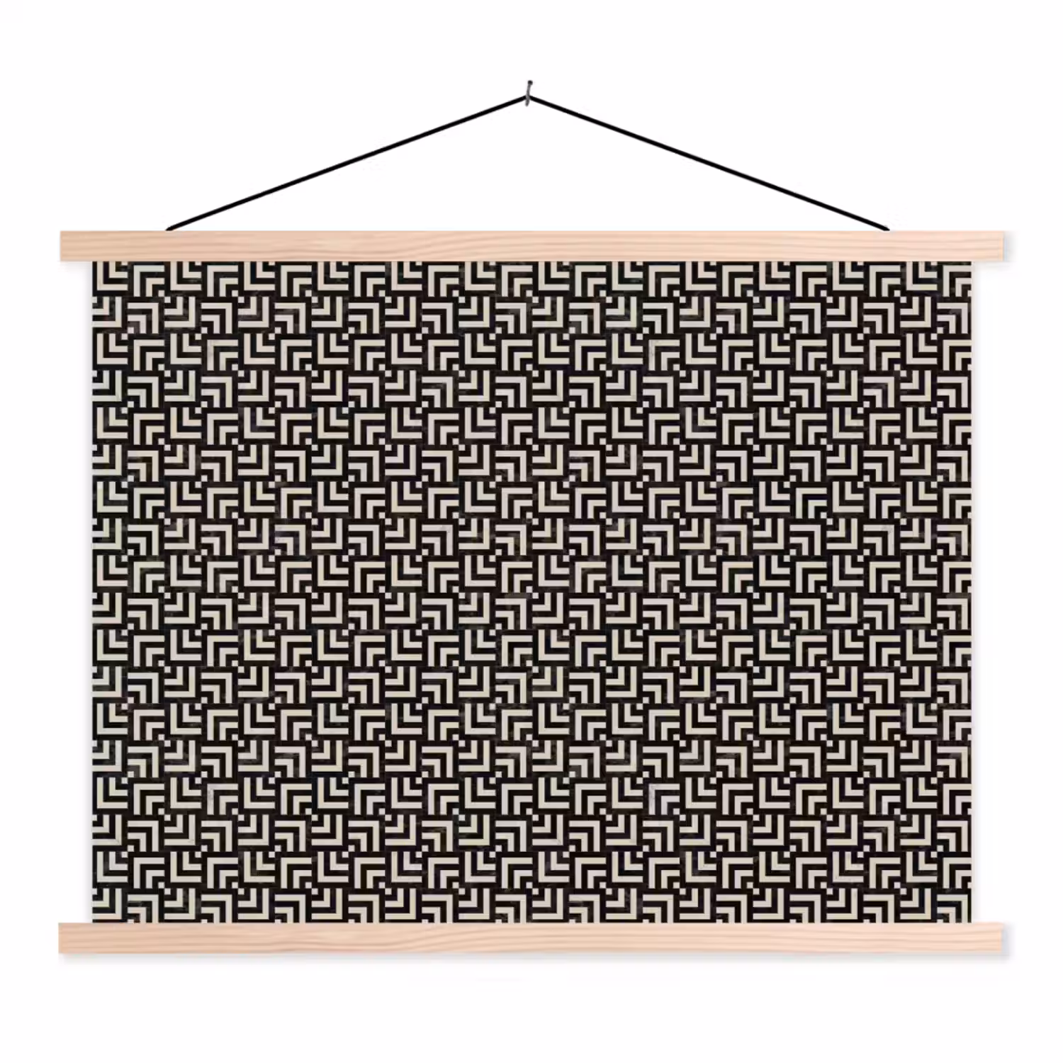 Patroon - Marmer - Zwart textielposter latten blank klein 122 -3d