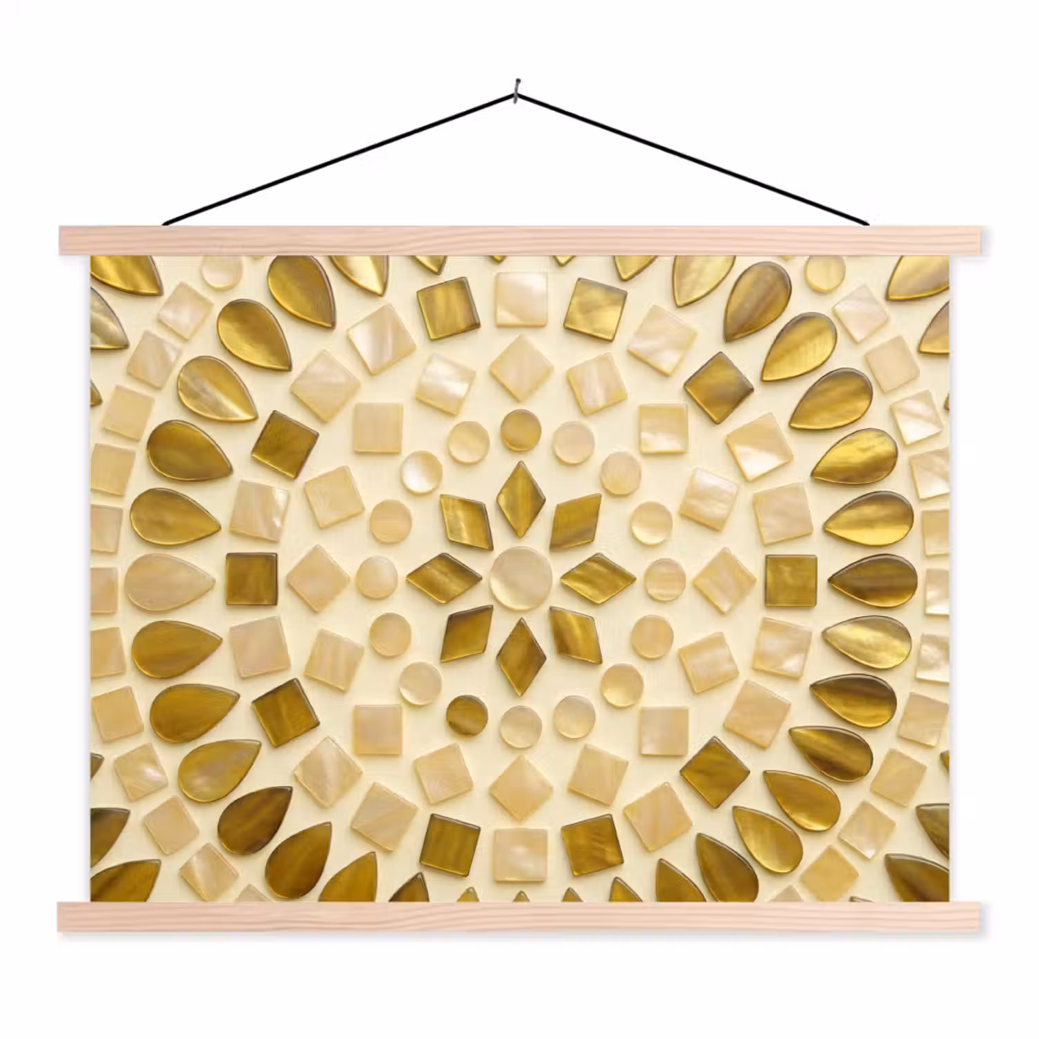 Patroon - Vormen - Mozaïek - Abstract - Goud textielposter latten blank klein -3d