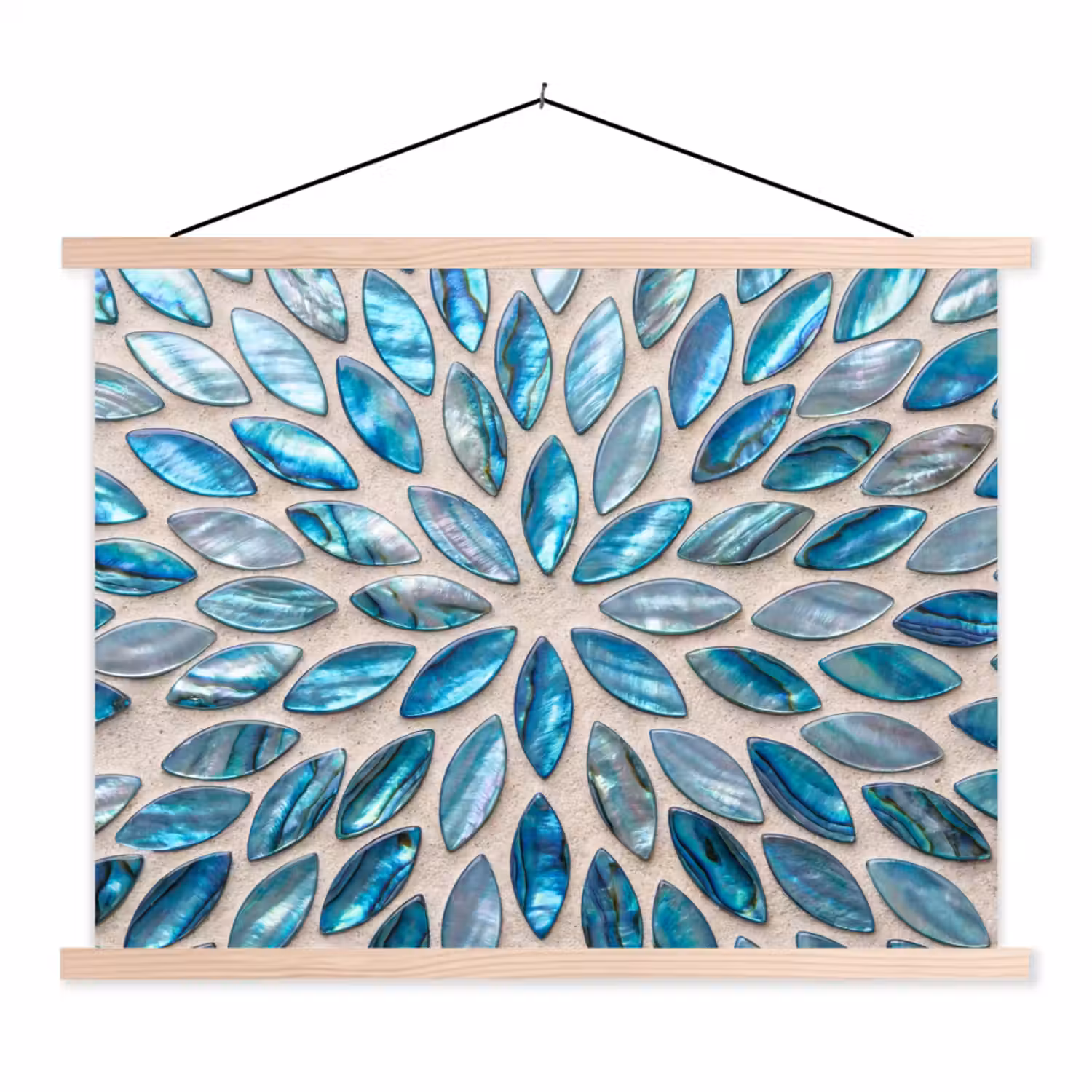 Patroon - Glans - Abstract - Blauw - Decoratie textielposter latten blank klein -3d