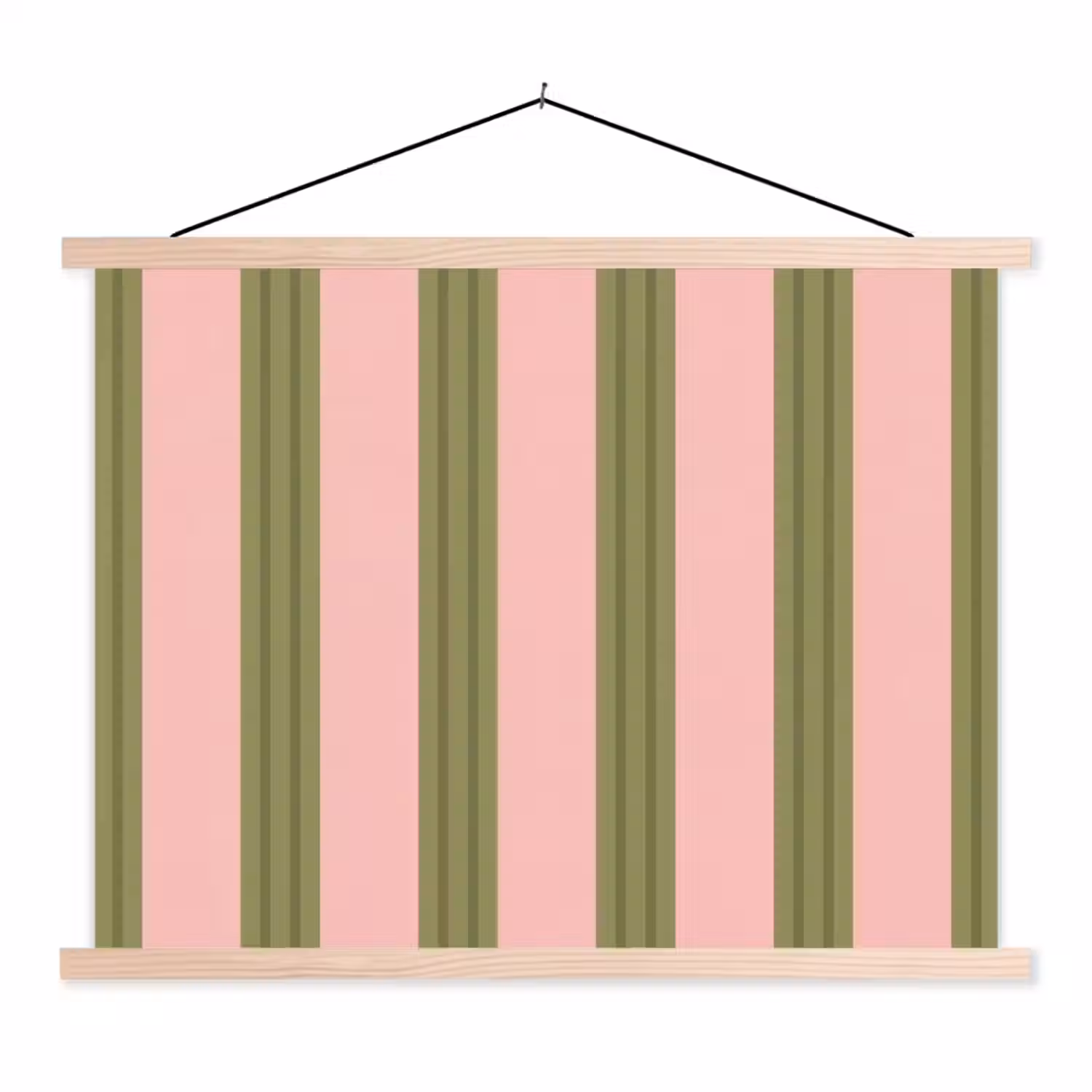 Patroon - Strepen - Abstract - Roze - Groen textielposter latten blank klein -3d