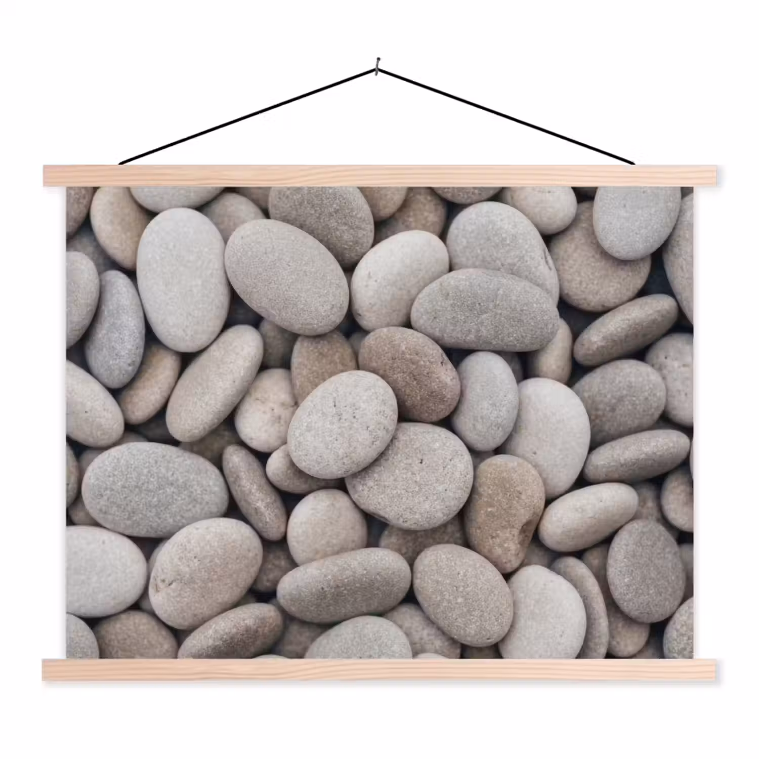 Kiezels - Stenen - Grijs textielposter latten blank klein -3d