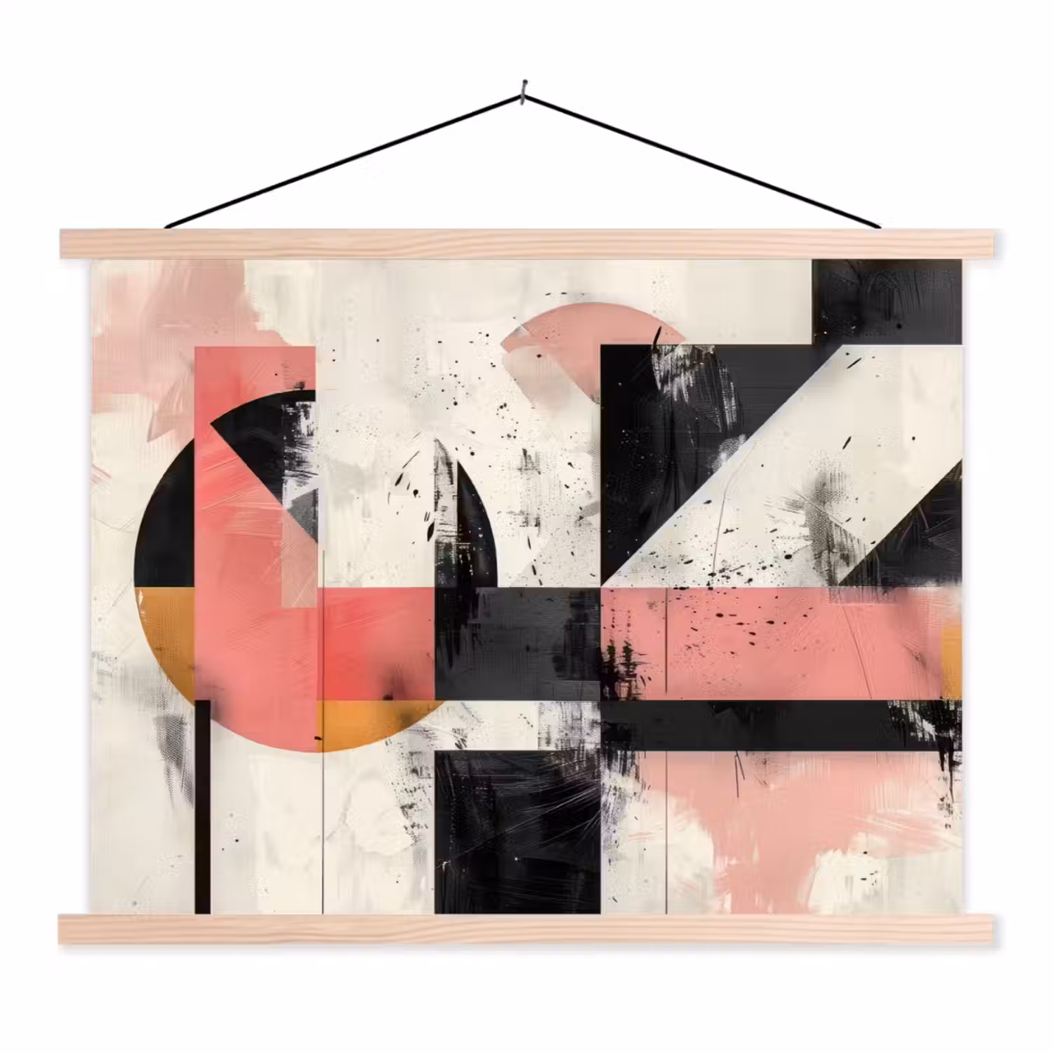 Roze - Abstract - Aesthetic - Modern - Vormen textielposter latten blank klein -3d