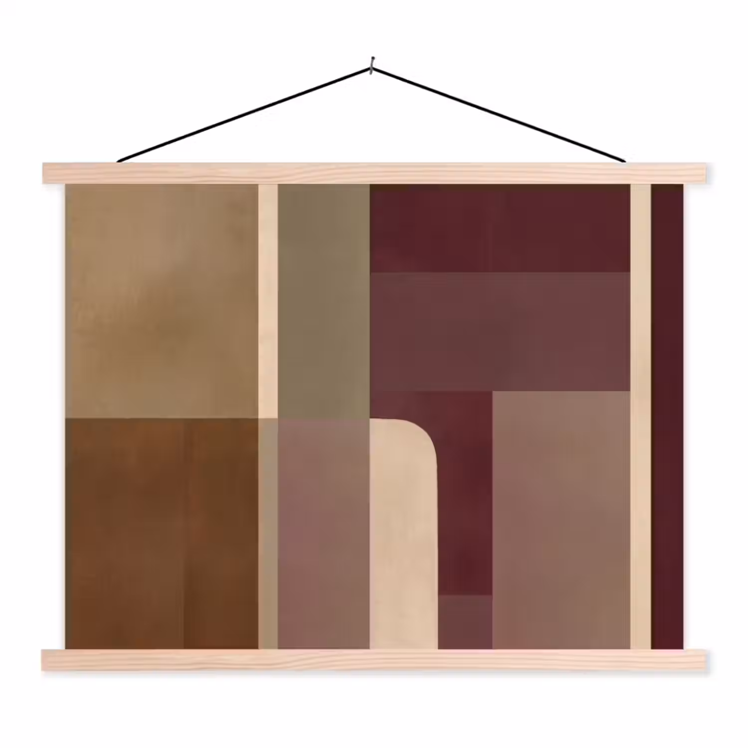 Vlakken - Abstract - Bordeaux - Lijnen textielposter latten blank klein -3d