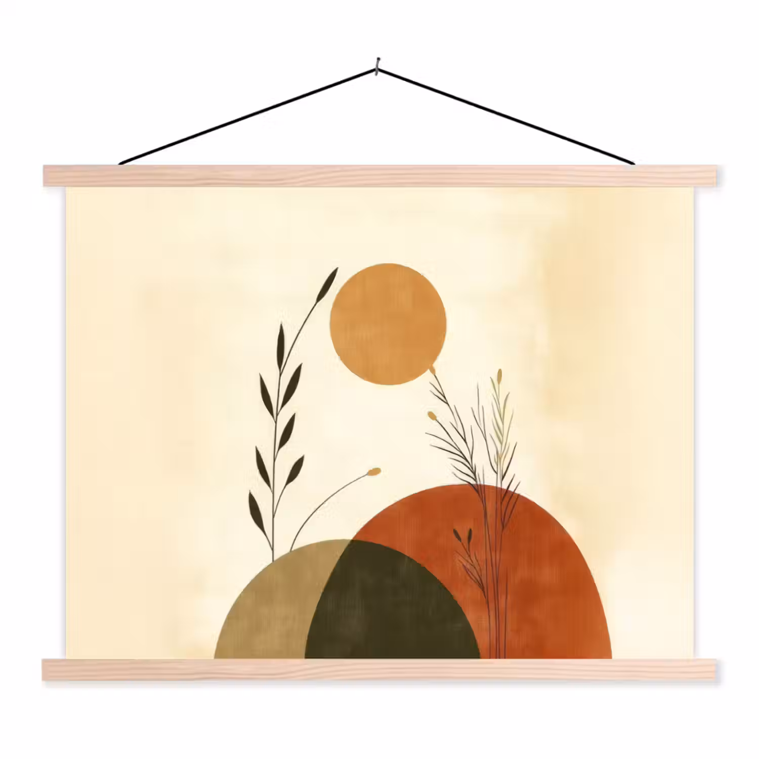 Planten - Abstract - Vormen textielposter latten blank klein -3d
