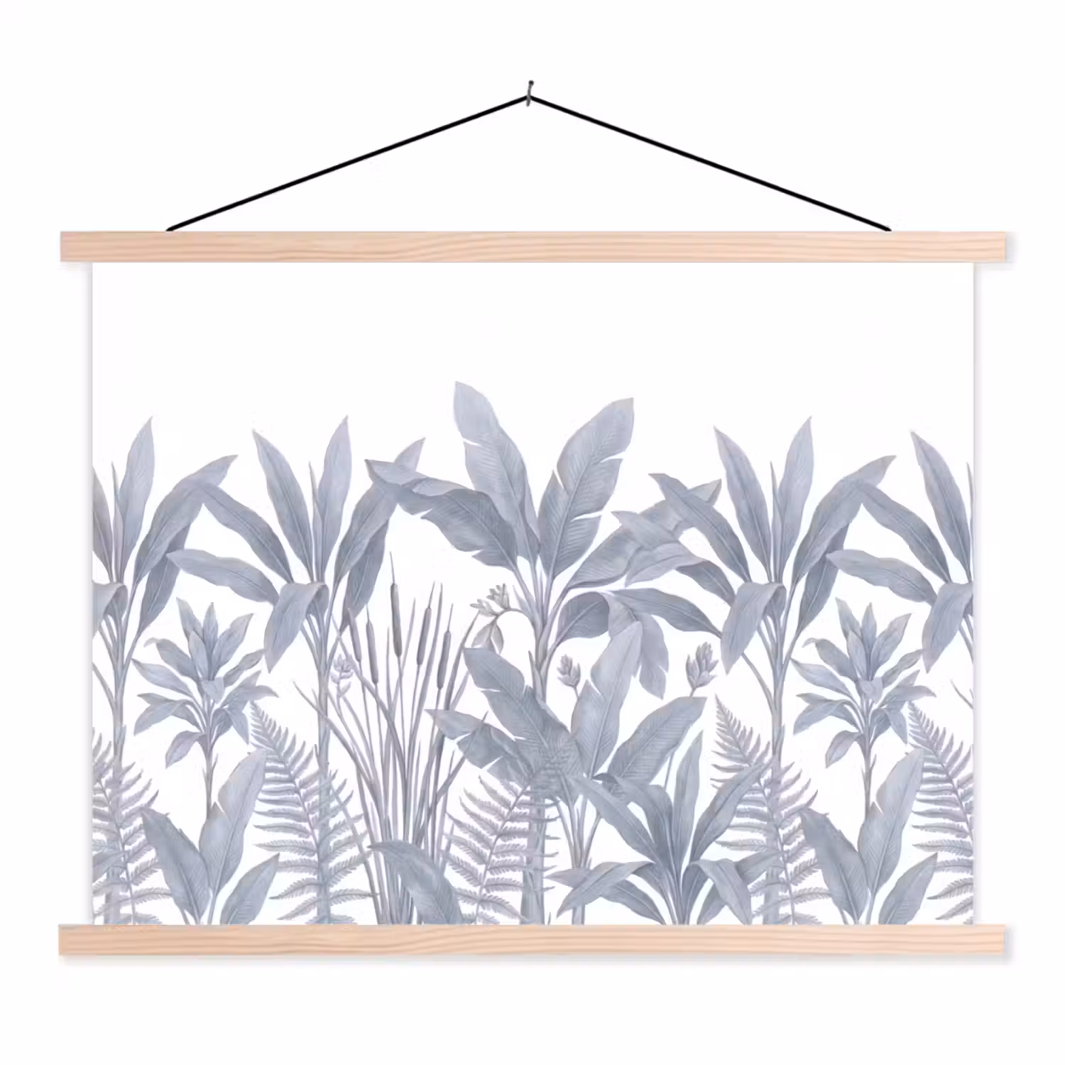Planten - Bladeren - Natuur - Grijs textielposter latten blank klein -3d