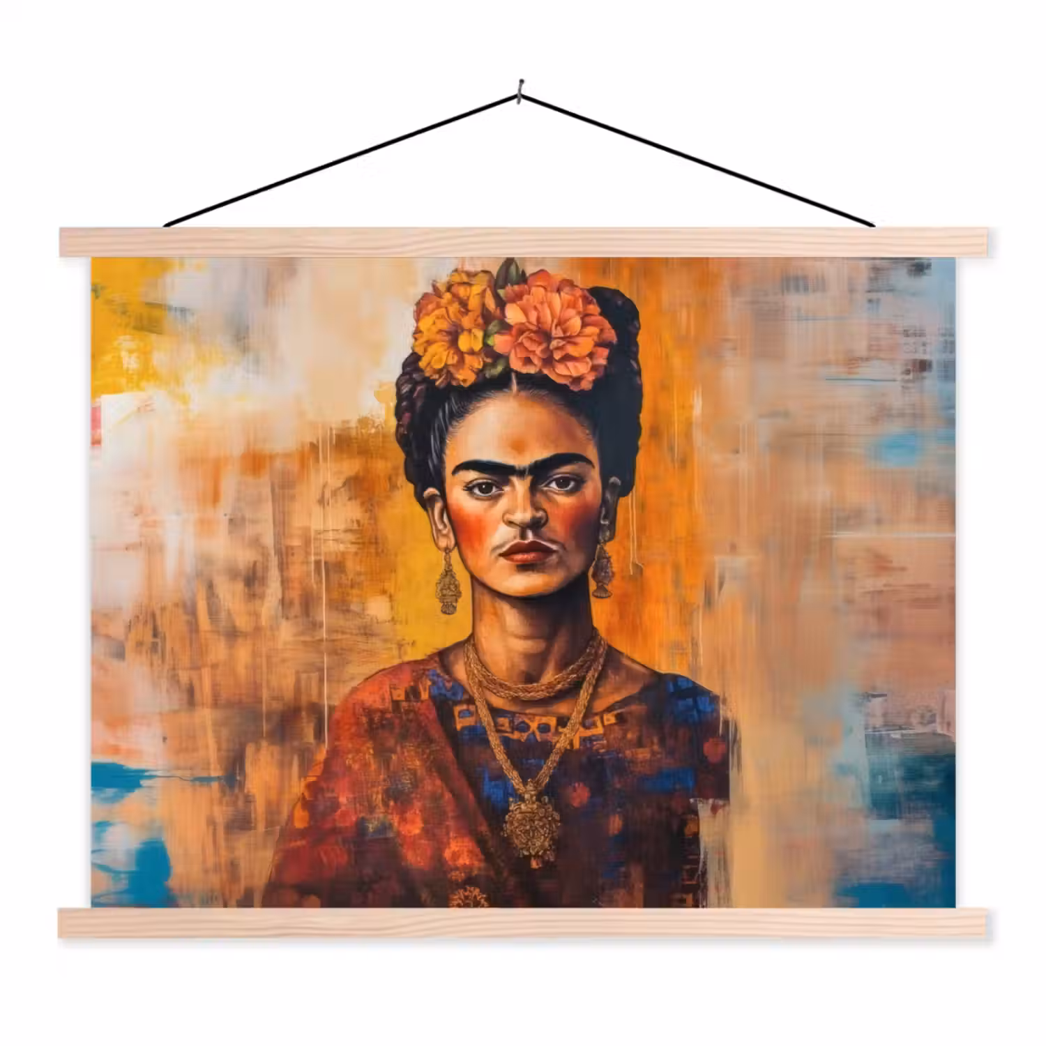 Portret - Sieraden - Schilderachtig textielposter latten blank klein -3d