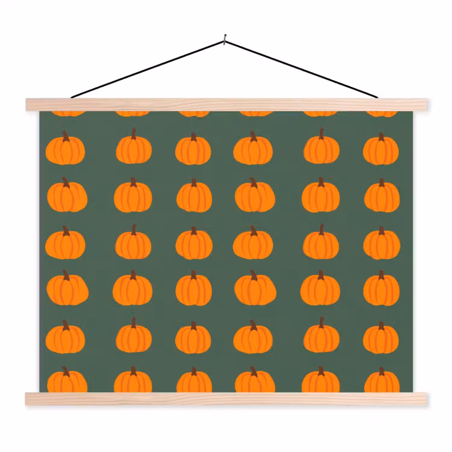 Pompoen - Patroon - Oranje textielposter latten blank klein 122 -3d