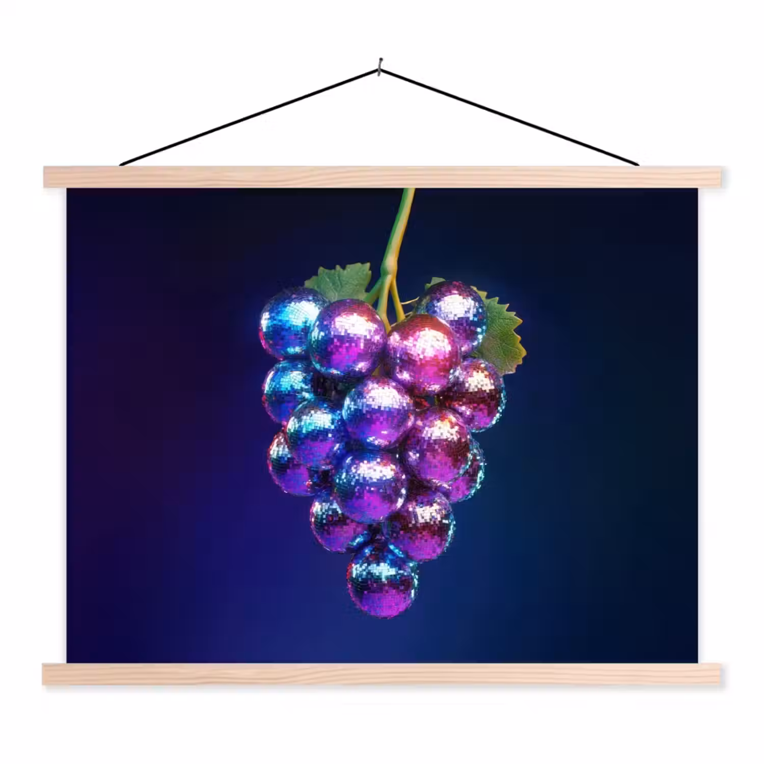 Paars - Disco - Feest - Druif textielposter latten blank klein -3d