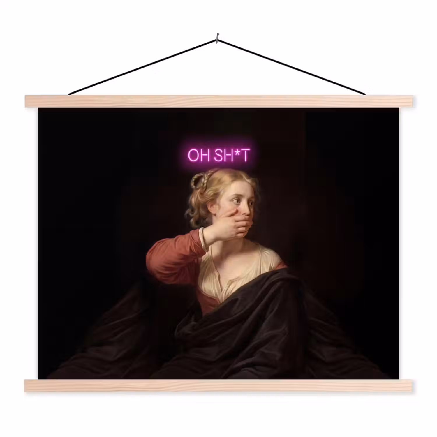 Quote - Neon - vrouw textielposter latten blank klein -3d