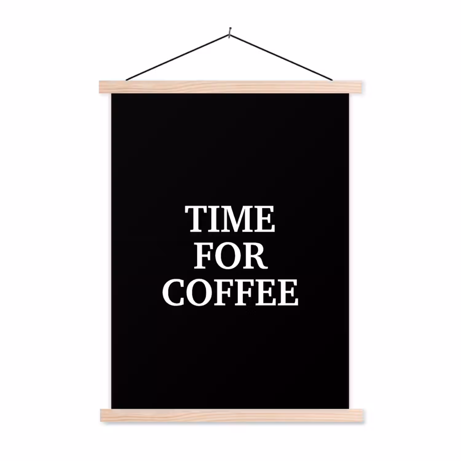 Quotes - Letters - Koffie - Zwart textielposter latten blank klein -3d