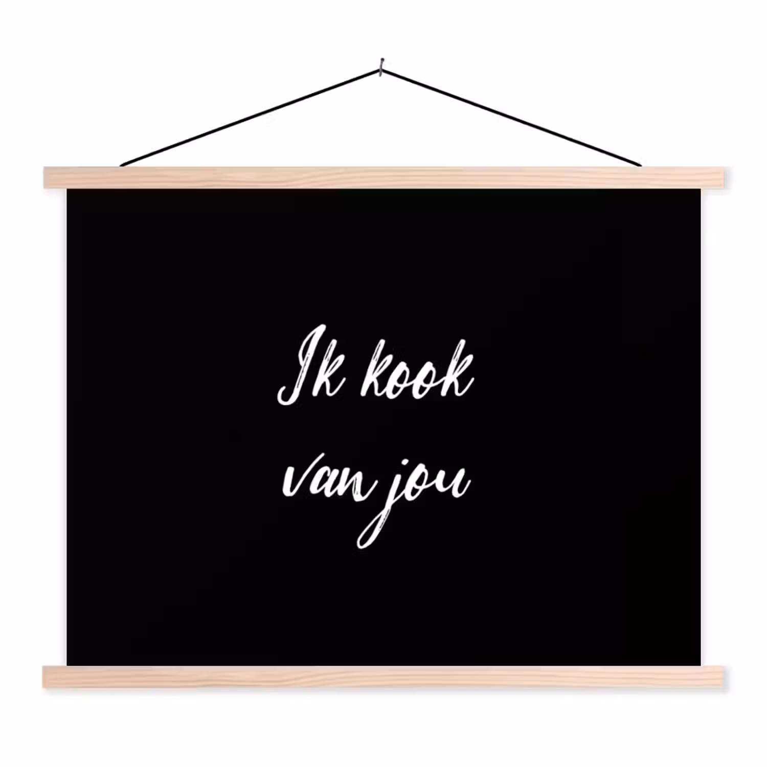Quotes - Spreuken - Ik kook van jou - Liefde - Partner textielposter latten blank klein -3d