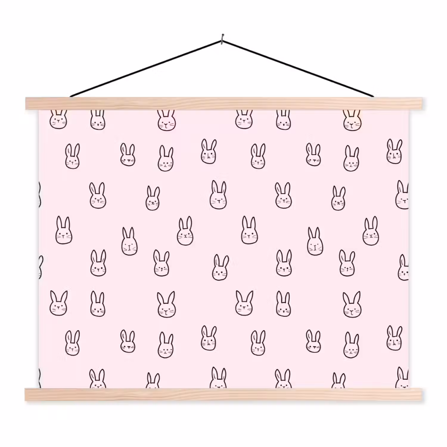 Konijnen - Minimalistisch - Roze textielposter latten blank klein 122 -3d