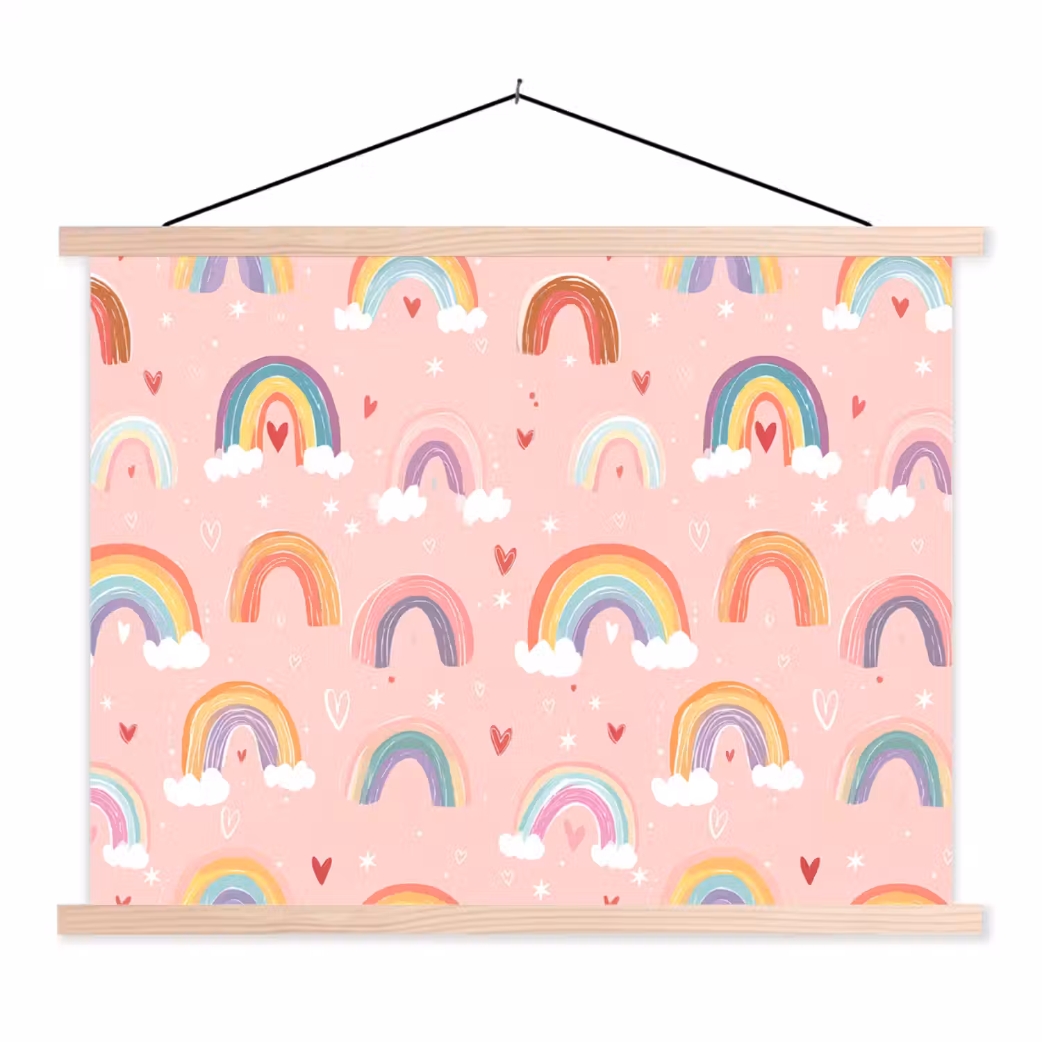 Regenboog - Patroon - Pastel textielposter latten blank klein -3d