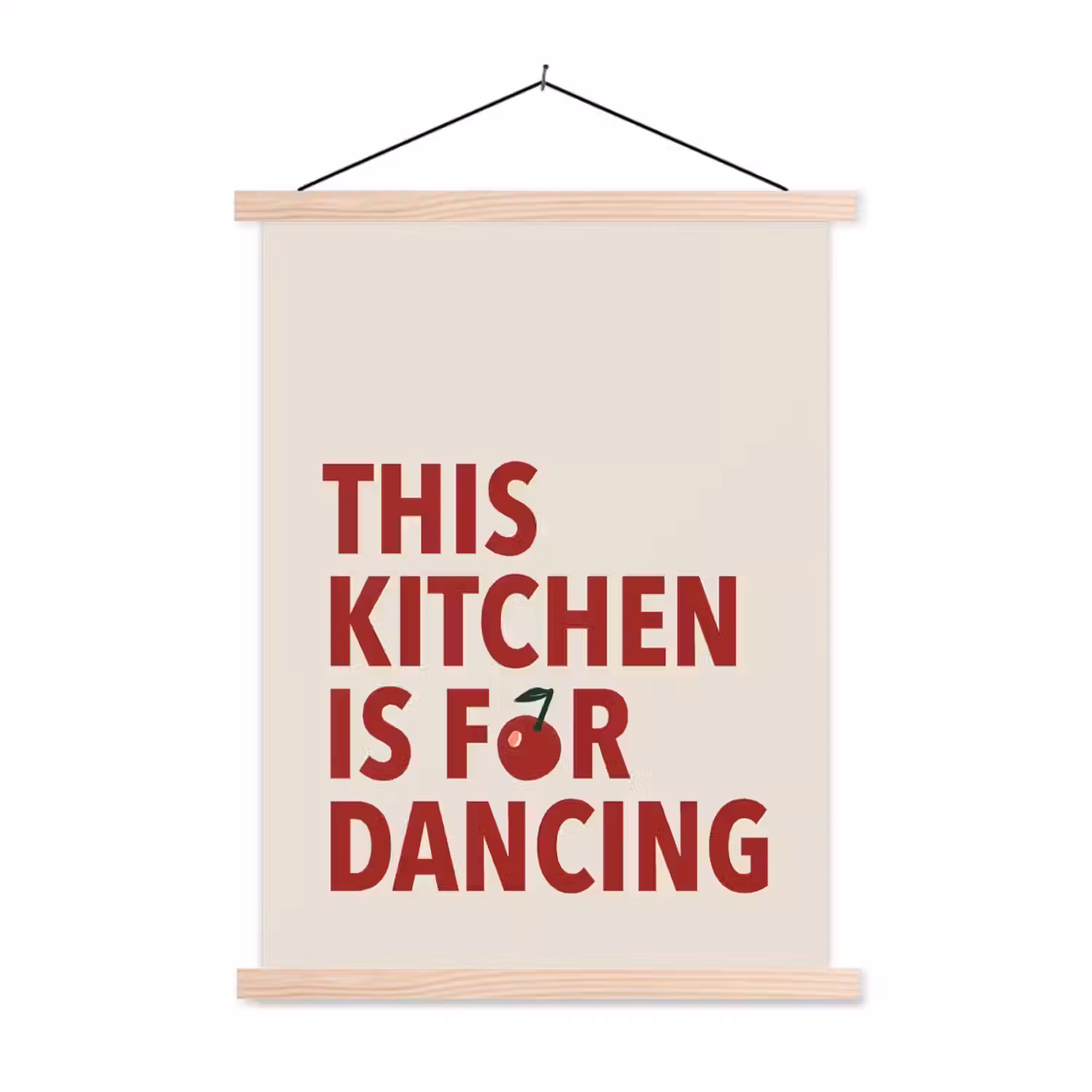 Rood - Quote - Kersen textielposter latten blank klein -3d