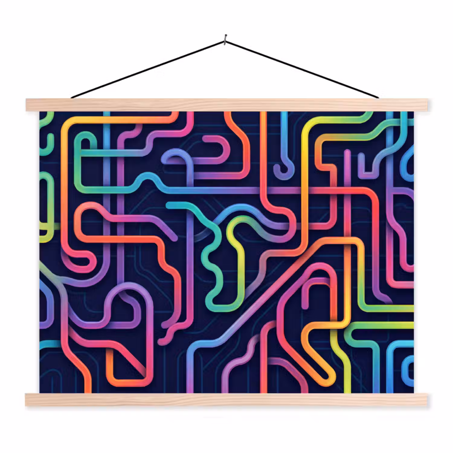 Retro - Abstract - Neon textielposter latten blank klein -3d