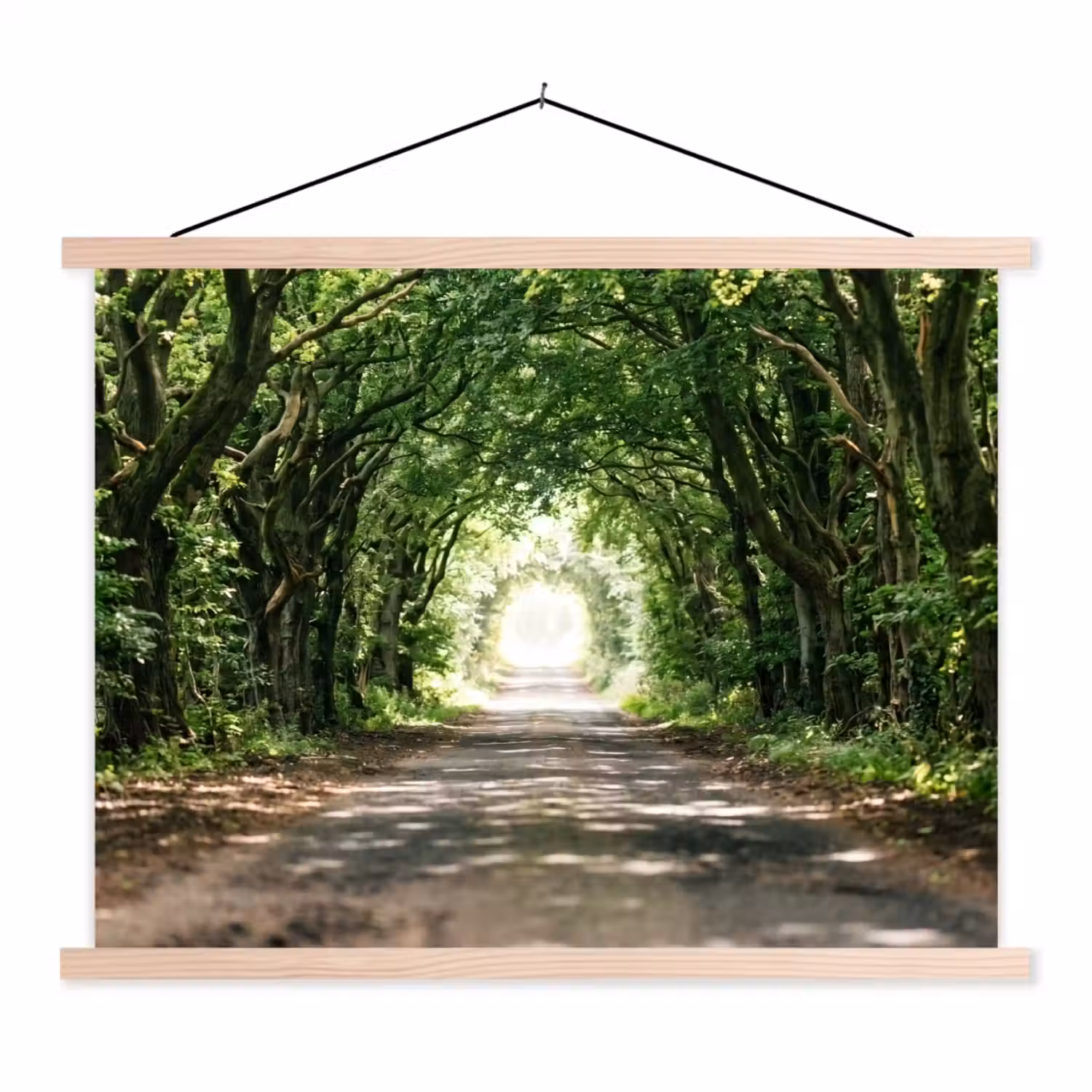 Weg - Bomen - Natuur - Groen textielposter latten blank klein -3d
