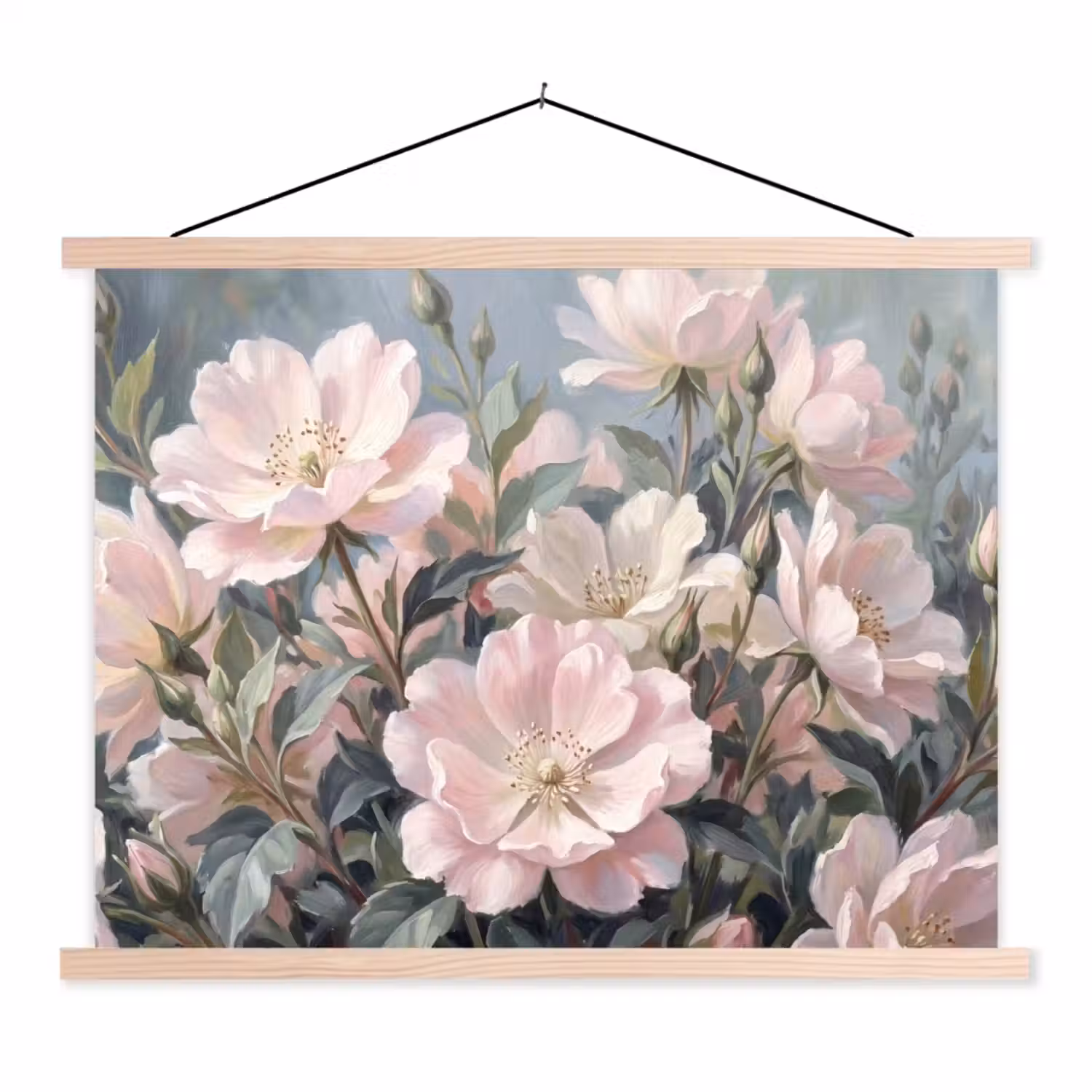 Rozen - Illustratie - Roze textielposter latten blank klein -3d