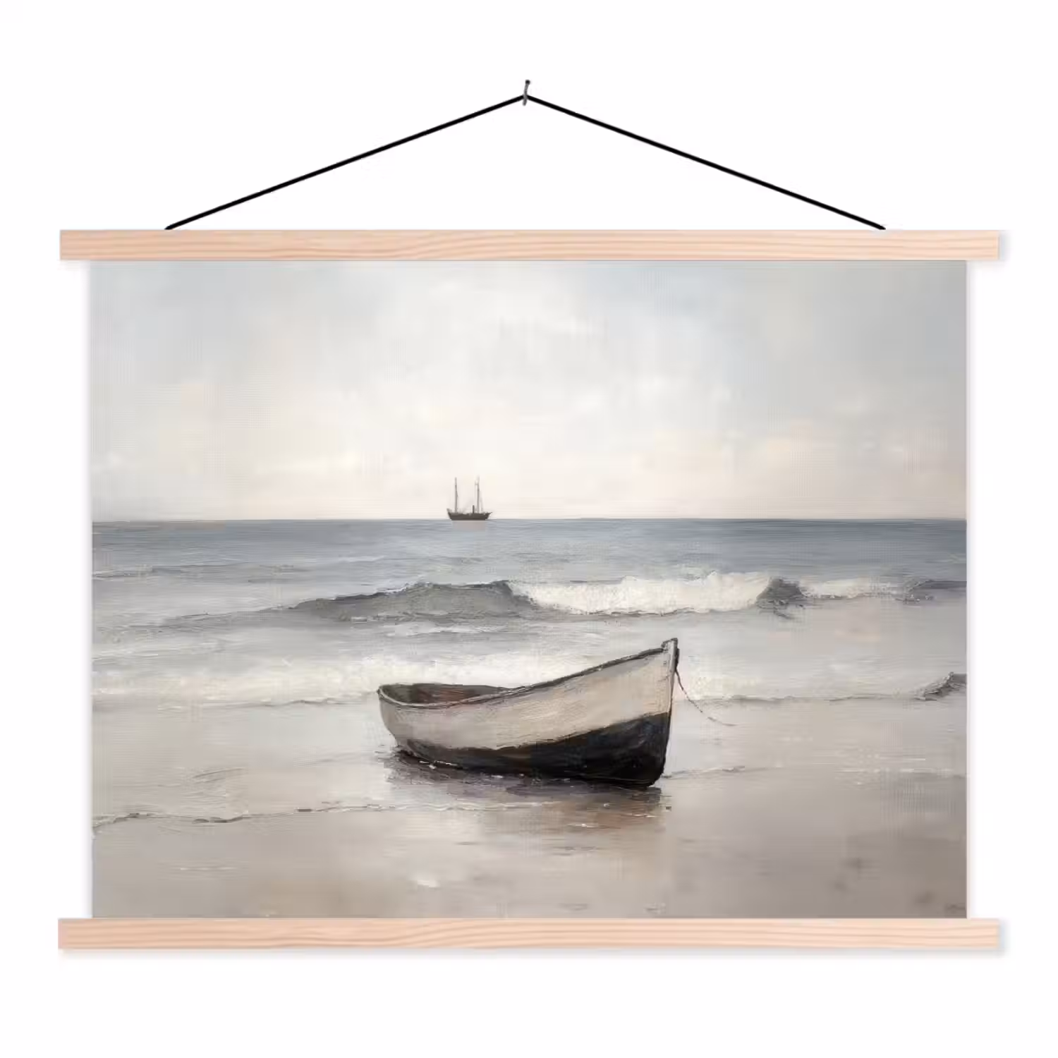 Roeiboot - Zee - Horizon textielposter latten blank klein -3d