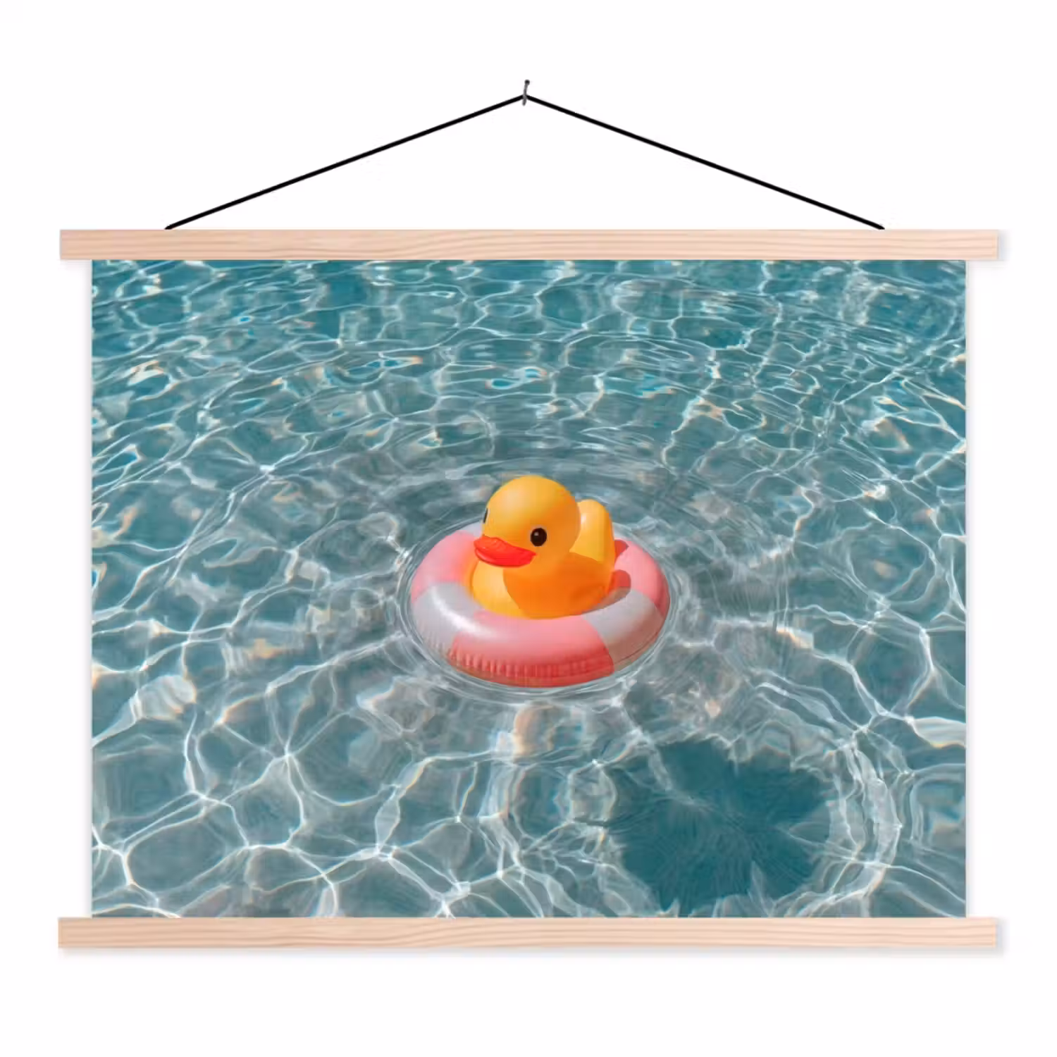 Badeend - Zwemband - Geel textielposter latten blank klein -3d