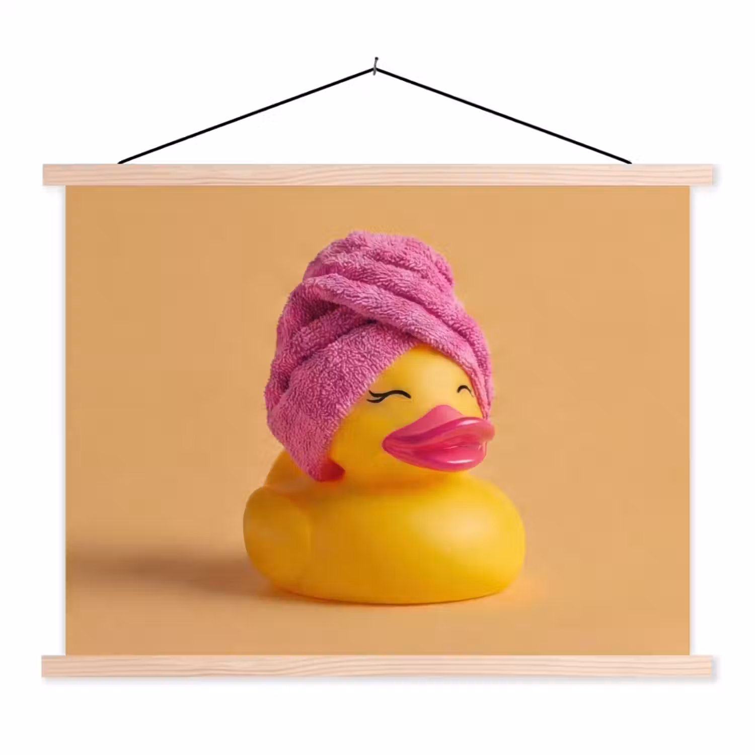 Badeend - Handdoek - Kleurrijk textielposter latten blank klein -3d