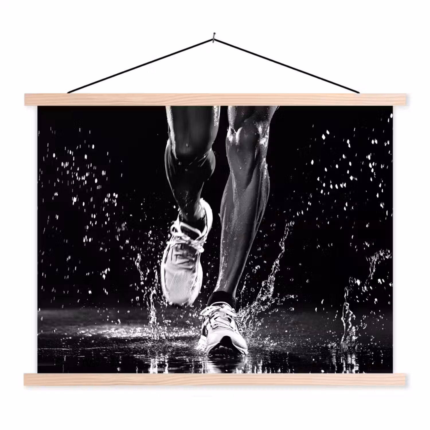Hardloopschoenen - Rennen - Druppels - Zwart textielposter latten blank klein -3d