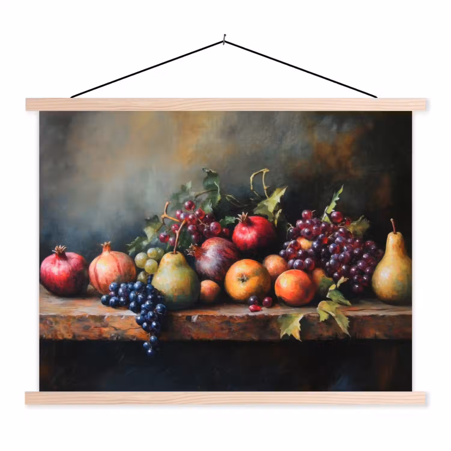 Rustiek - Stilleven - Fruit textielposter latten blank klein -3d