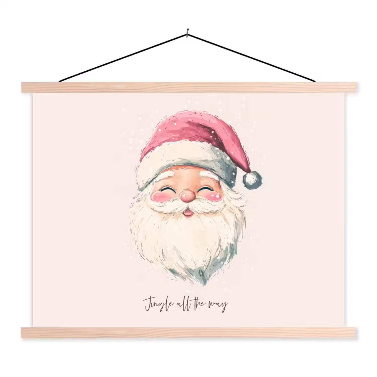 Kerstman - Kerst - Quote - Beige textielposter latten blank klein -3d