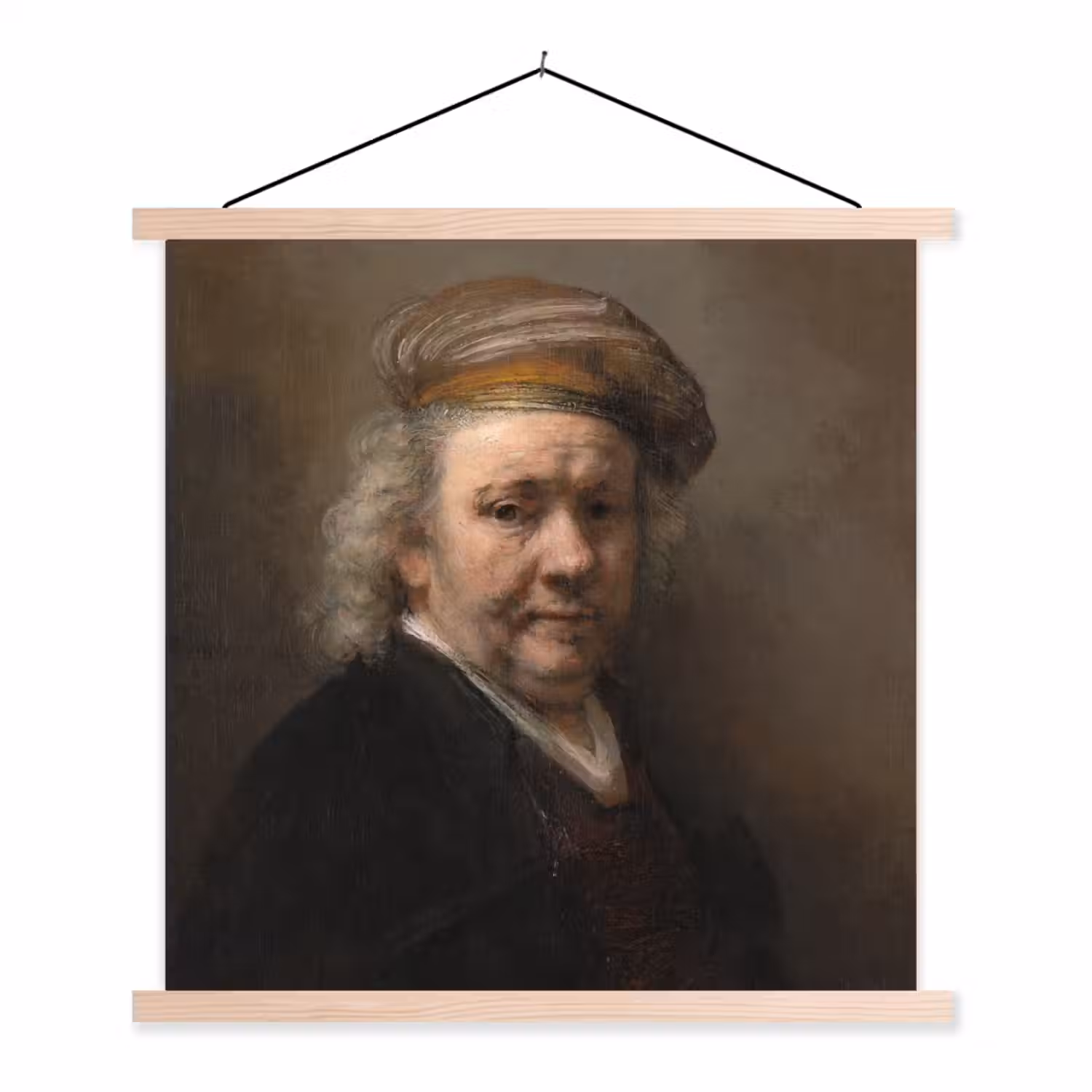 Zelfportret - Schilderij van Rembrandt van Rijn textielposter latten blank klein -3d