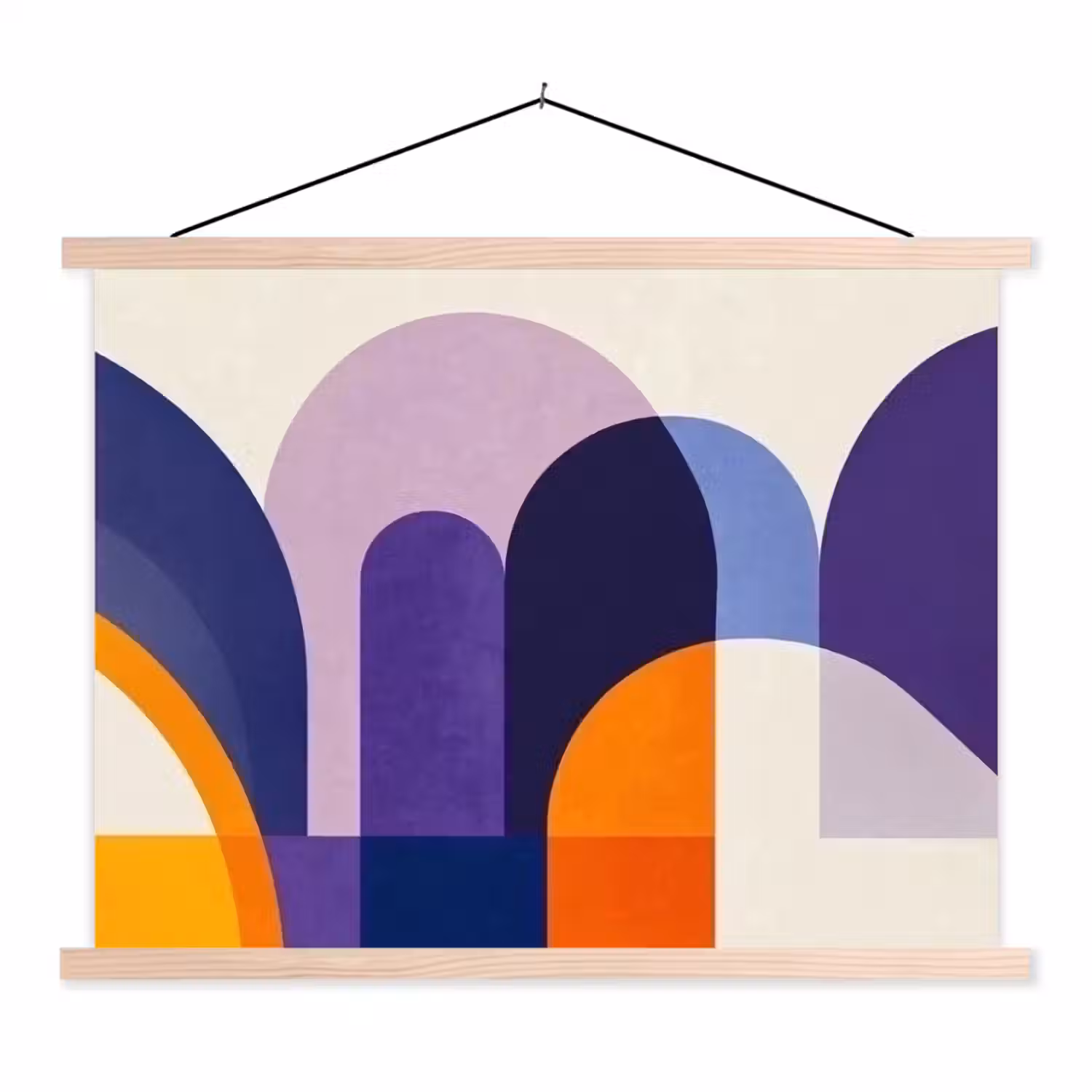 Vormen - Abstract - Grafisch - Oranje textielposter latten blank klein -3d