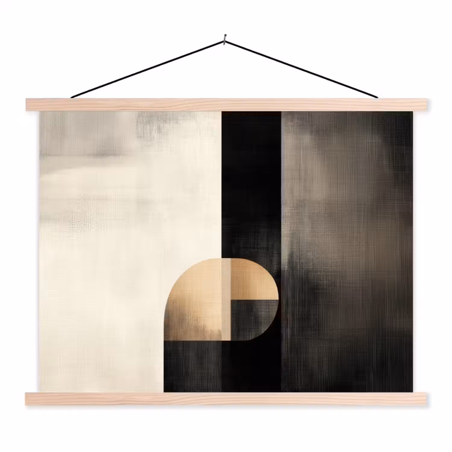 Vormen - Modern - Zwart textielposter latten blank klein -3d