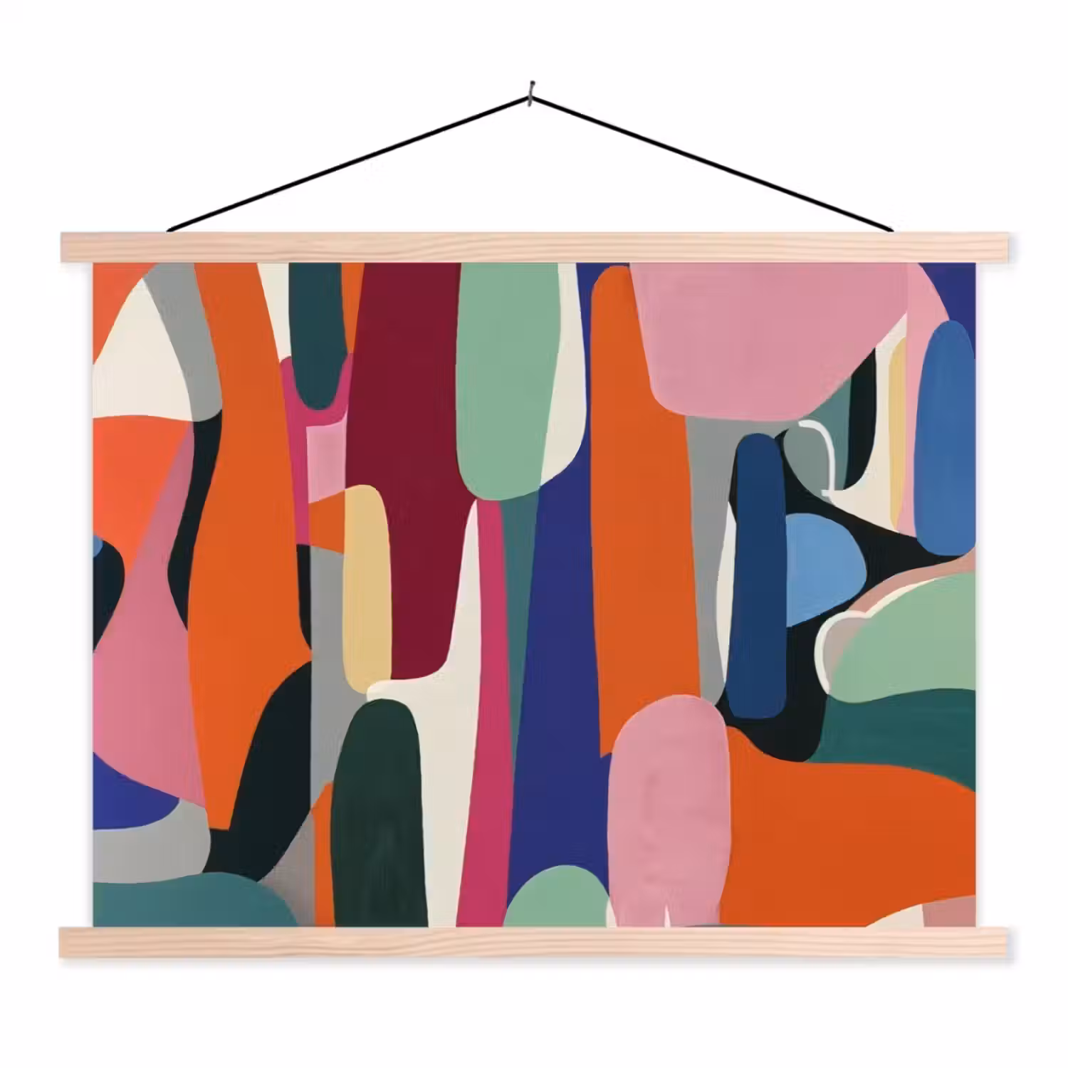 Vormen - Ritmisch - Kleuren - Abstract textielposter latten blank klein -3d