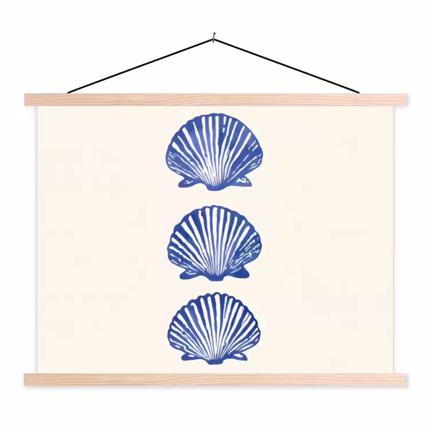 Schelpen - Blauw - Patroon textielposter latten blank klein -3d